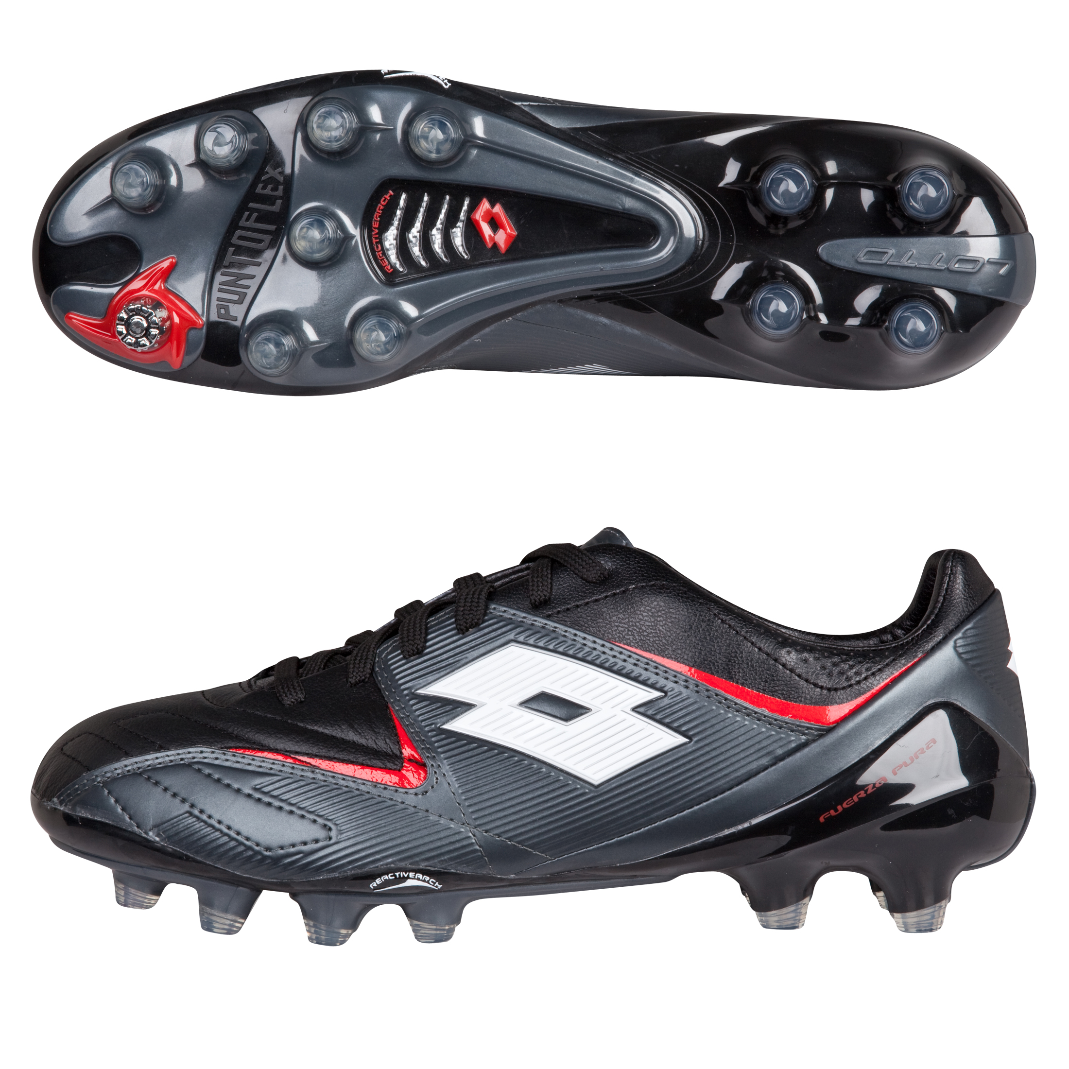 Lotto Fuerzapura II 100 Firm Ground Football Boots - Black/Graphite.