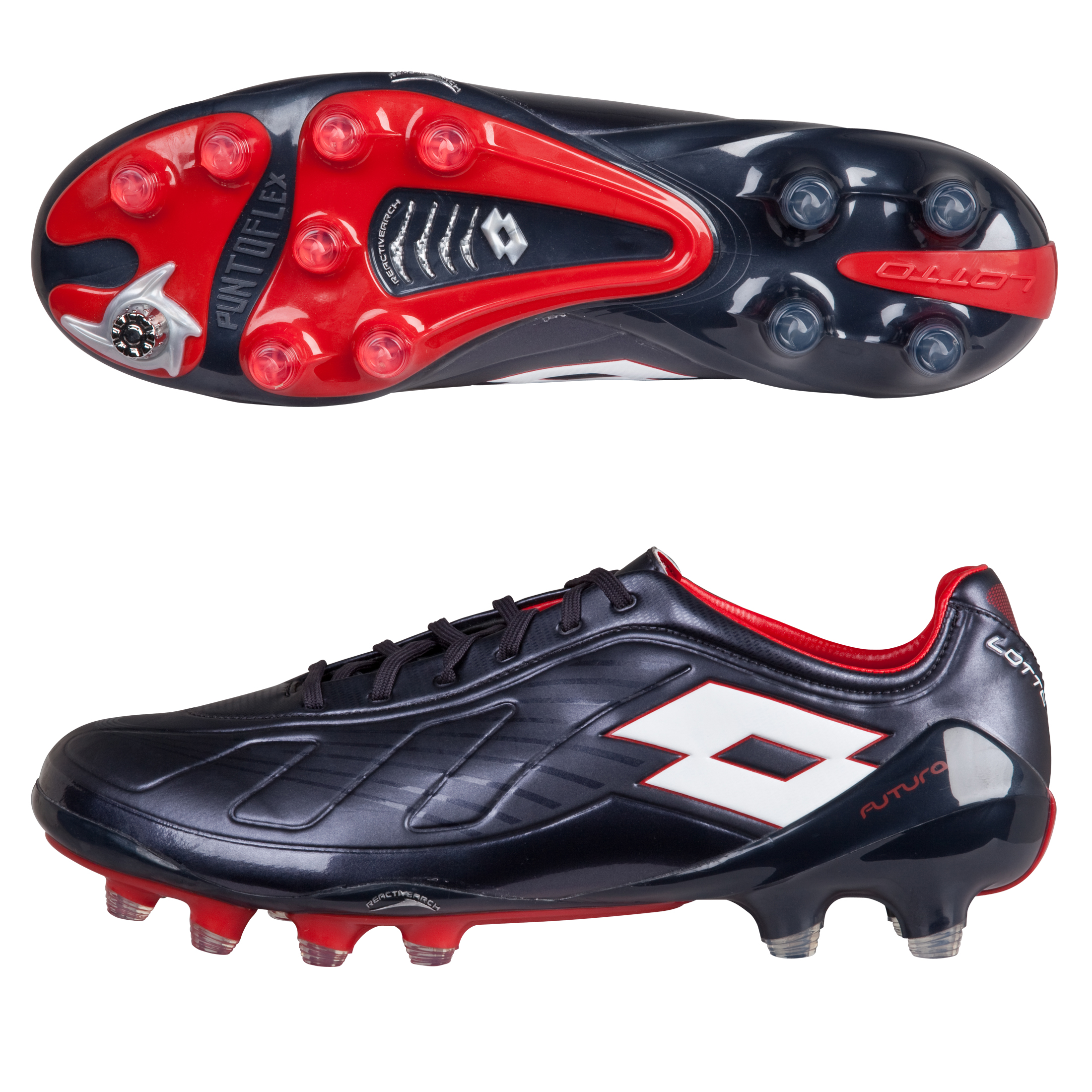 Lotto Futura 100 Firm Ground Football Boots - Obsidian Blue/Risk Red.