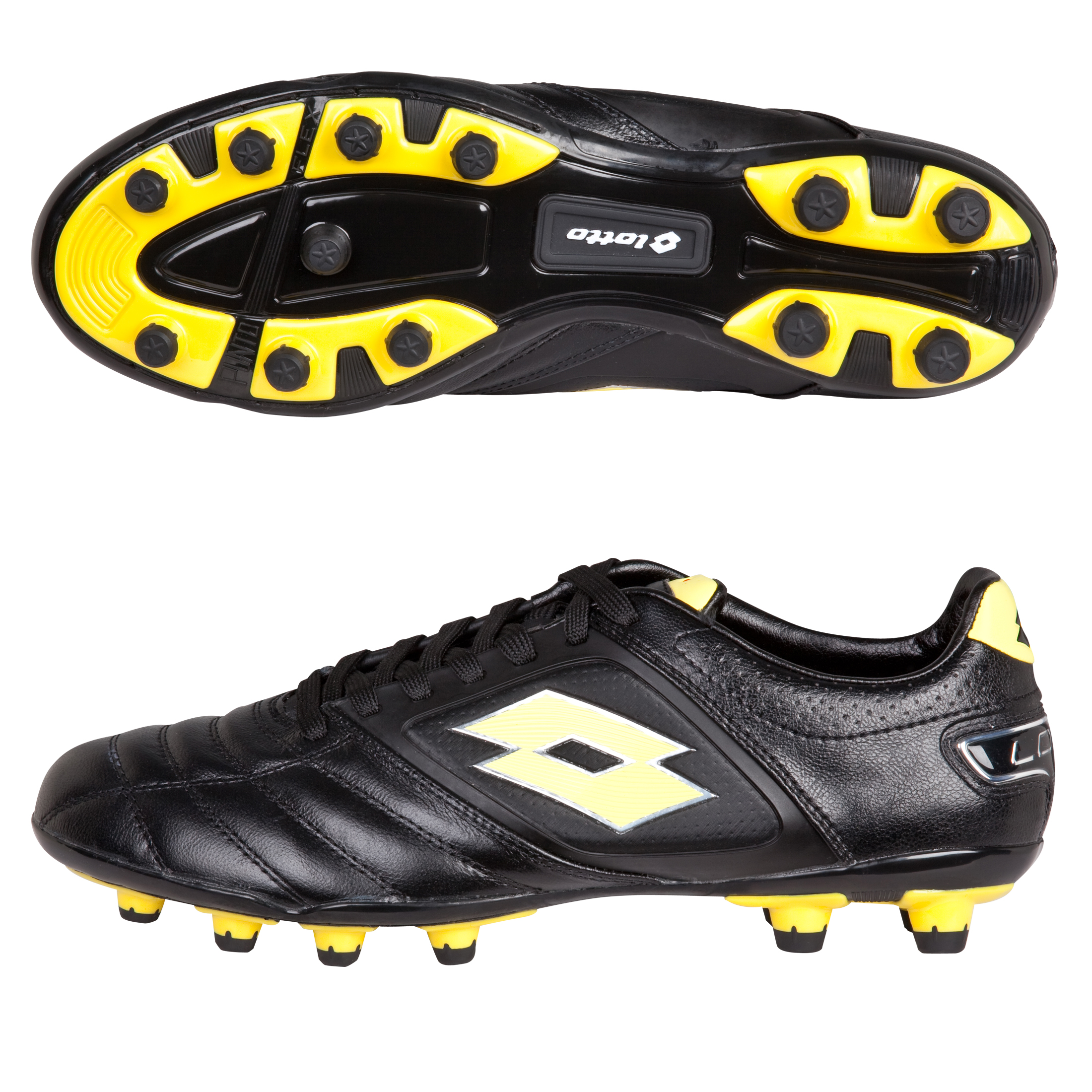 Lotto Stadio Potenza Firm Ground Football Boots - Black/Yellow Fluo.