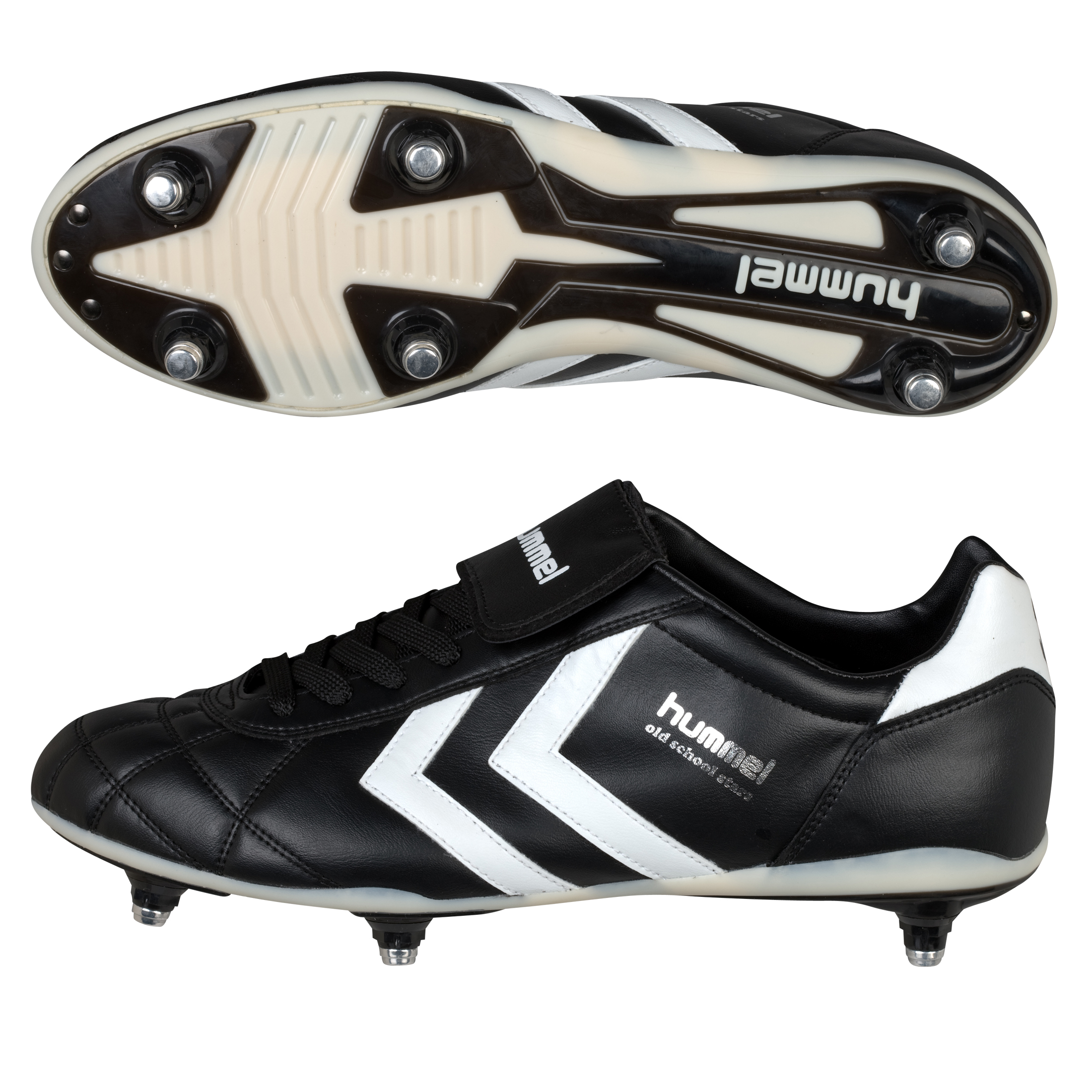 Hummel Leather Soft Ground Football Boots - Black/White.