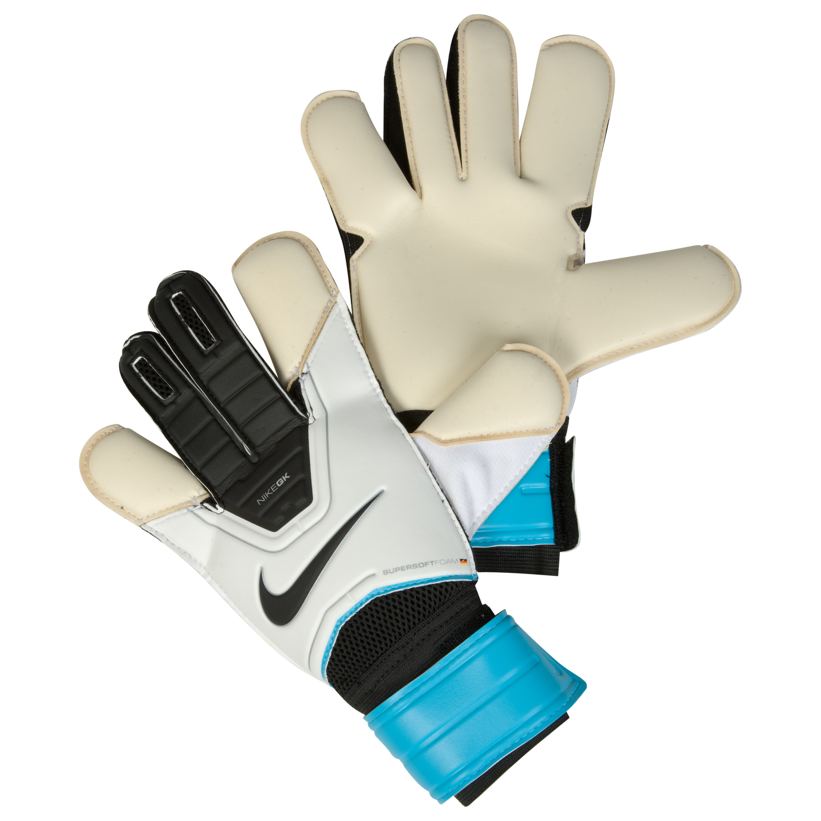 Nike Grip 3 Goalkeeper Gloves - White/Chlorine Blue/Black.