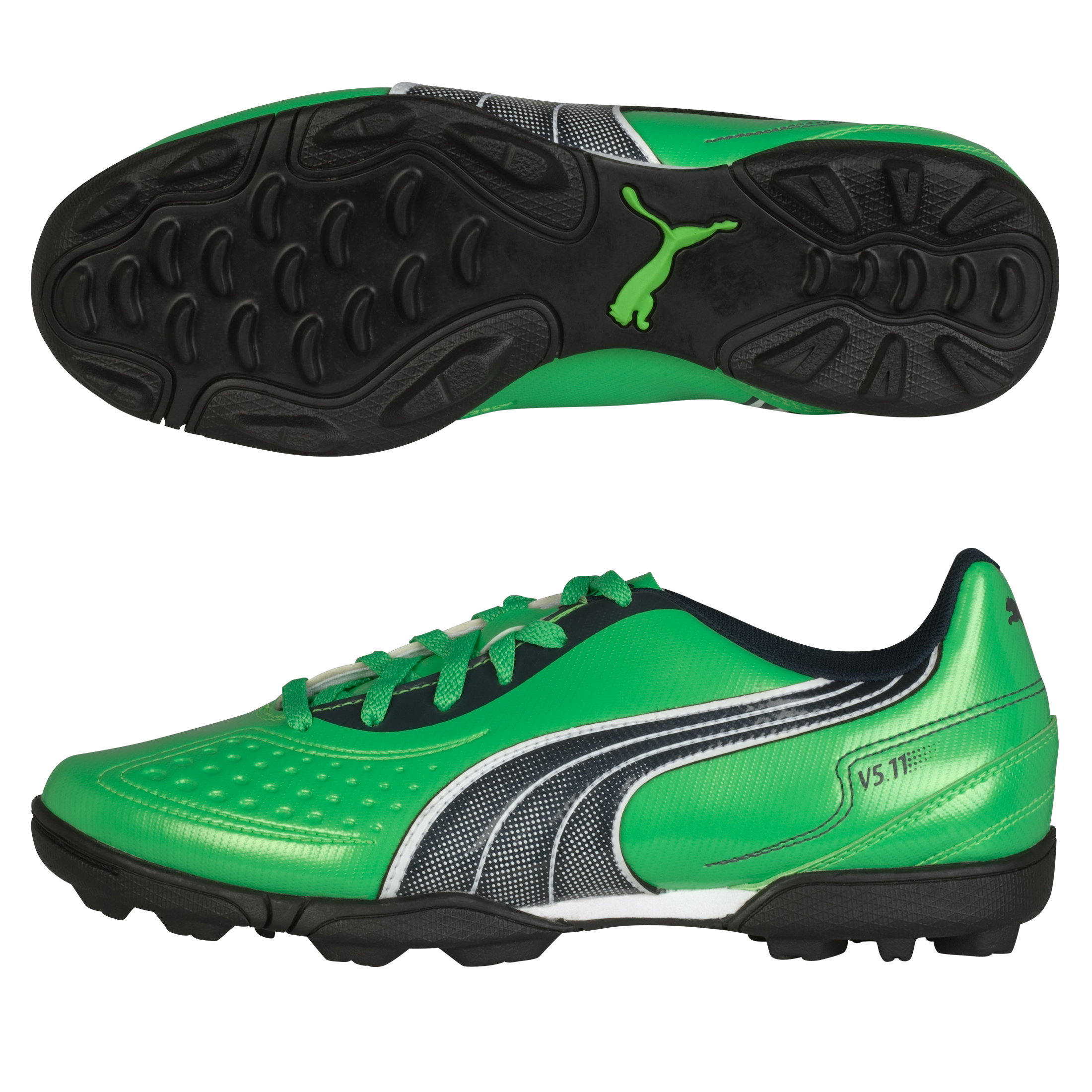 Puma v5.11 Astro Turf Trainers - Kids - Fluro Green/Midnight Navy/White
