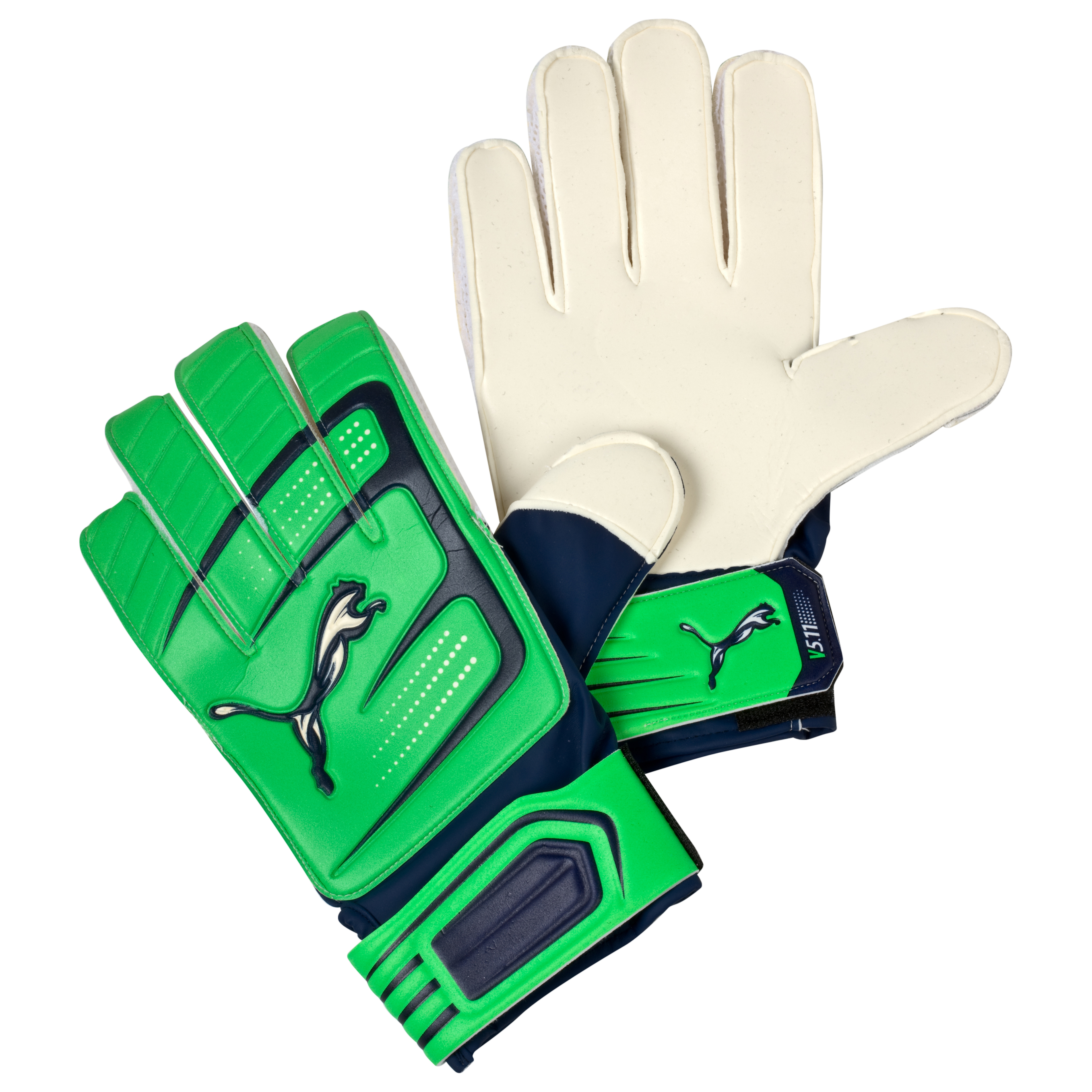 Puma v5.11 Goalkeeper Gloves - Fluro Green/Midnight Navy/White