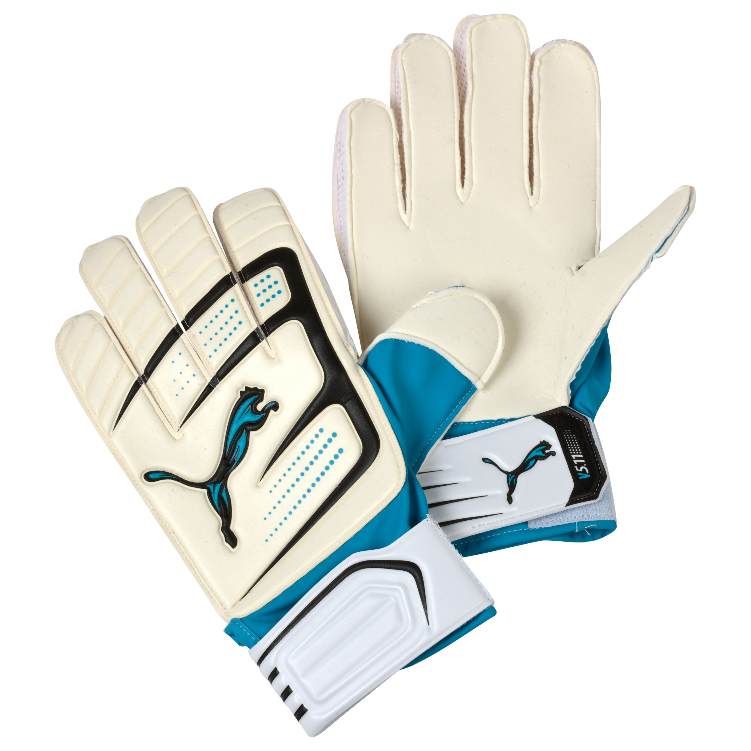Puma v5.11 Goalkeeper Gloves - White/Dresden Blue/Black.