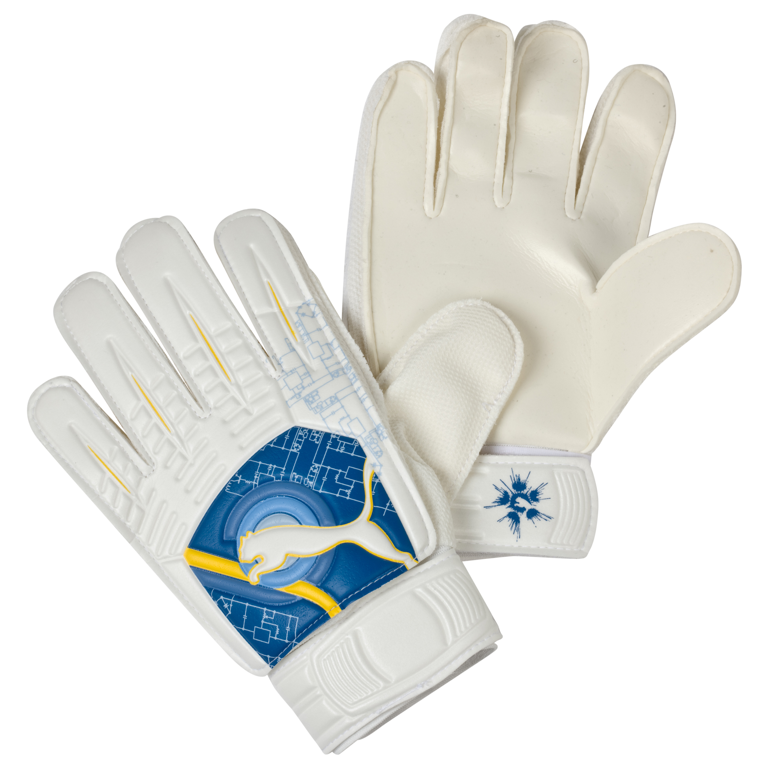 Puma PowerCat 4.10 Grip Goalkeeper Gloves - White/Skydiver/Dandelion.