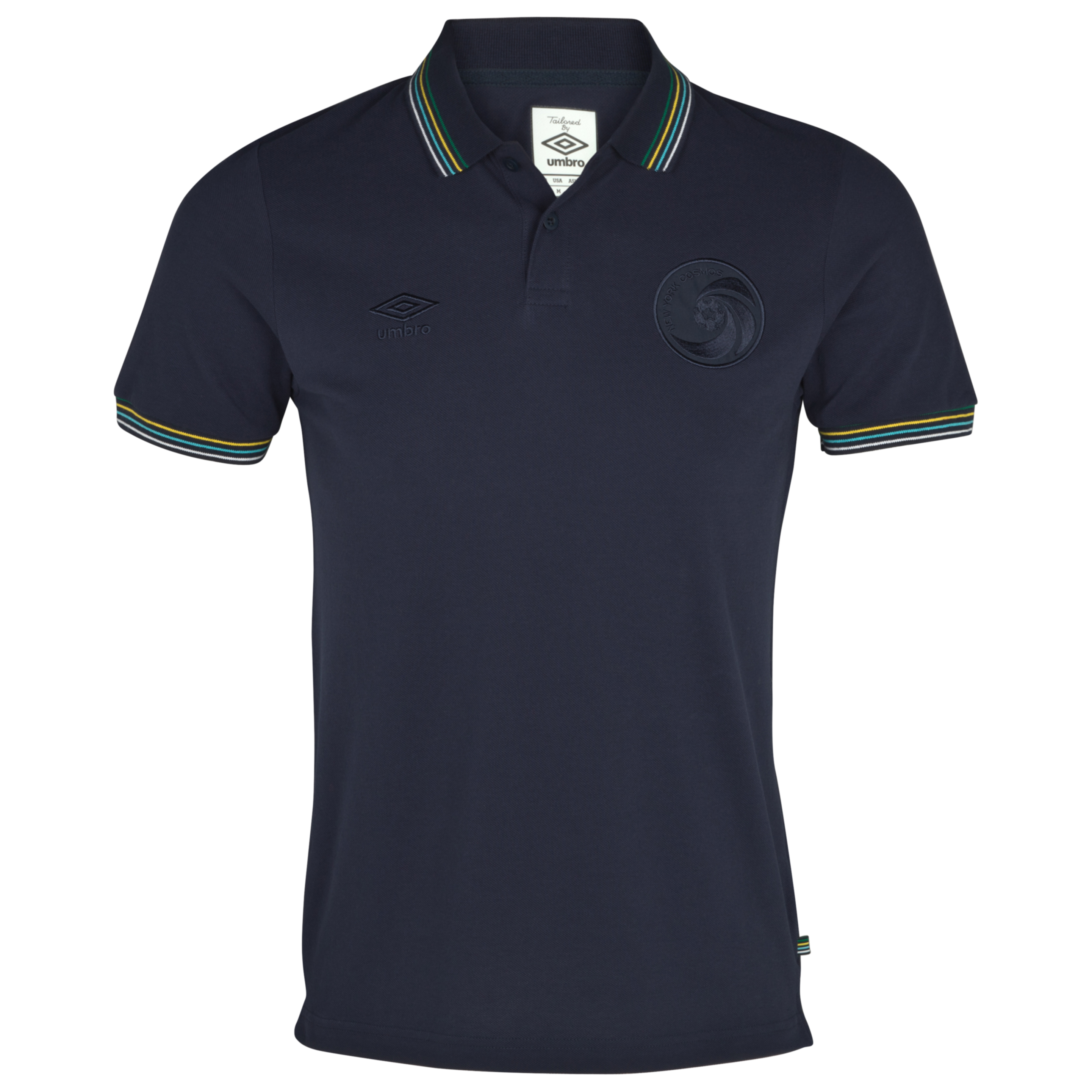 New York Cosmos Tipped Pique Polo - Dark Navy/Lemon
