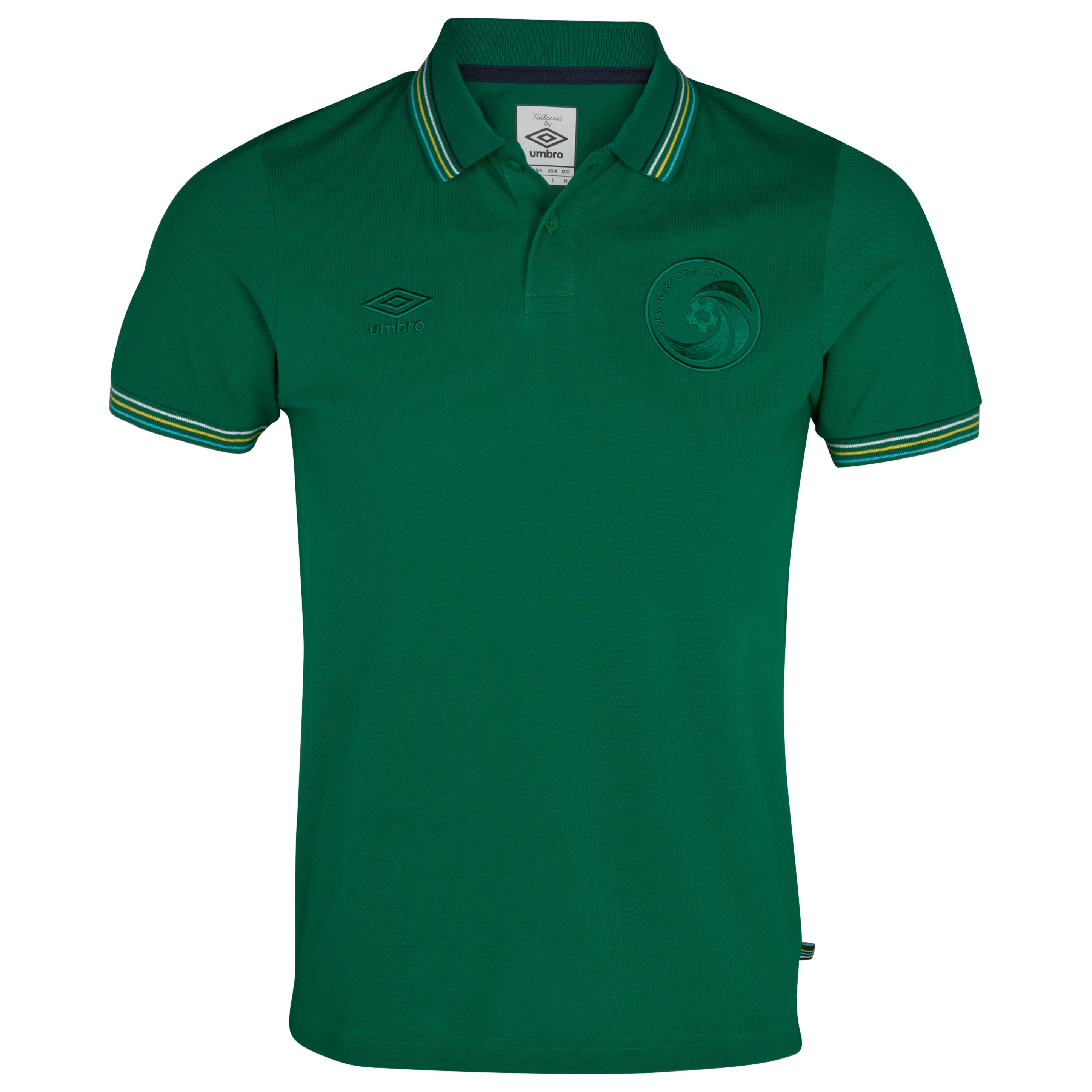 New York Cosmos Tipped Pique Polo Pine Green~Lemon