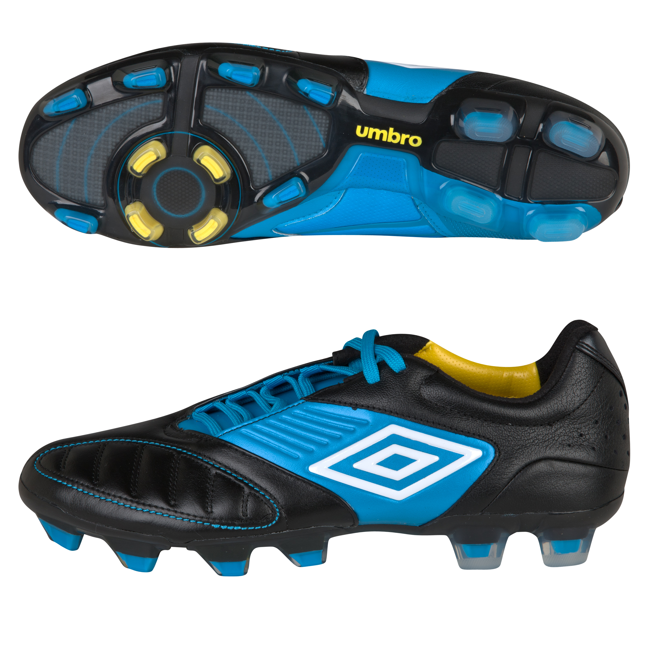 Umbro Geometra Pro Firm Ground Football Boots - Black/White/Vivid Blue