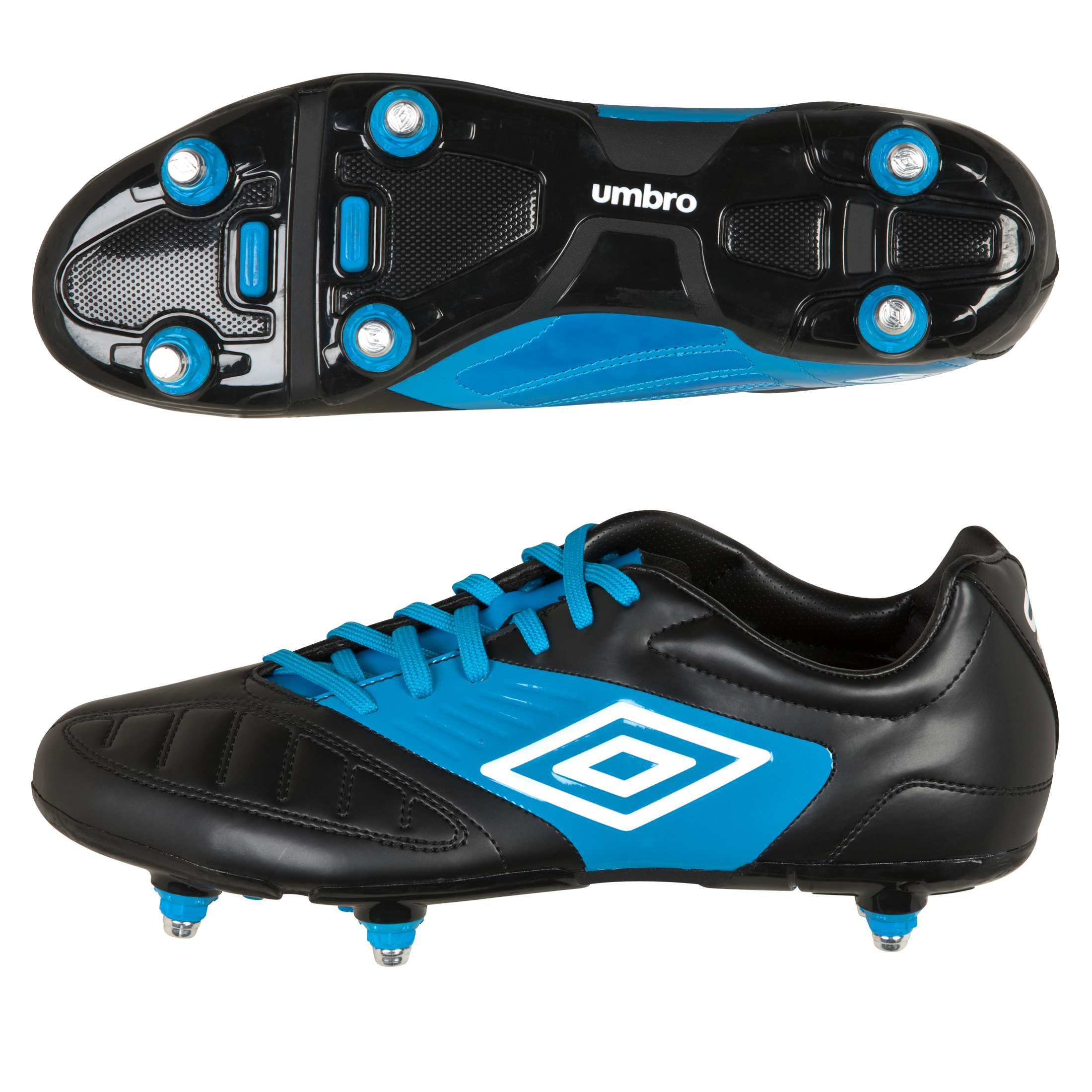 Umbro Geometra Cup Soft Ground Football Boots - Black/White/Vivid Blue