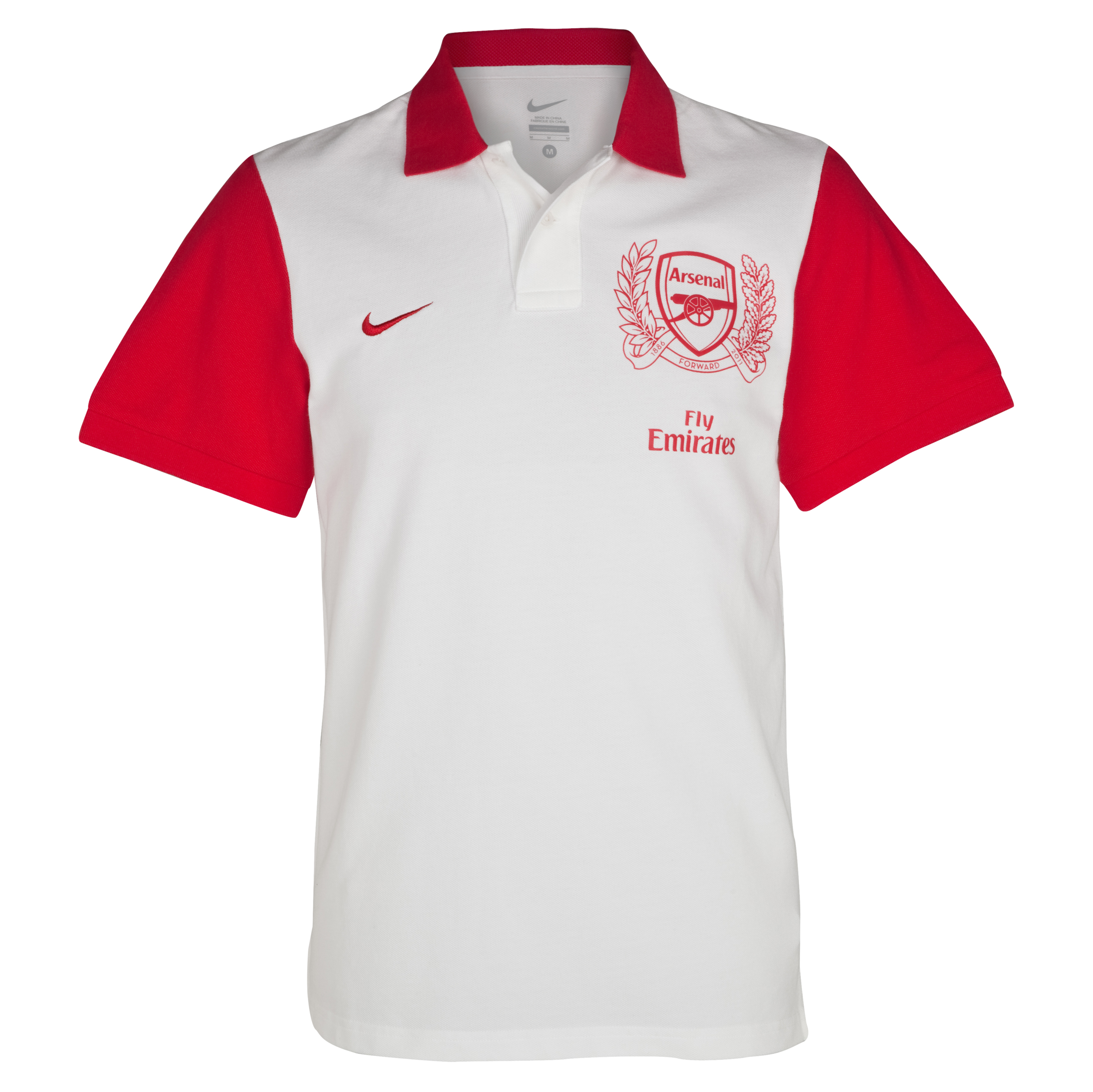 Arsenal Authentic Grand Slam Polo Shirt White~Artillery Red~White