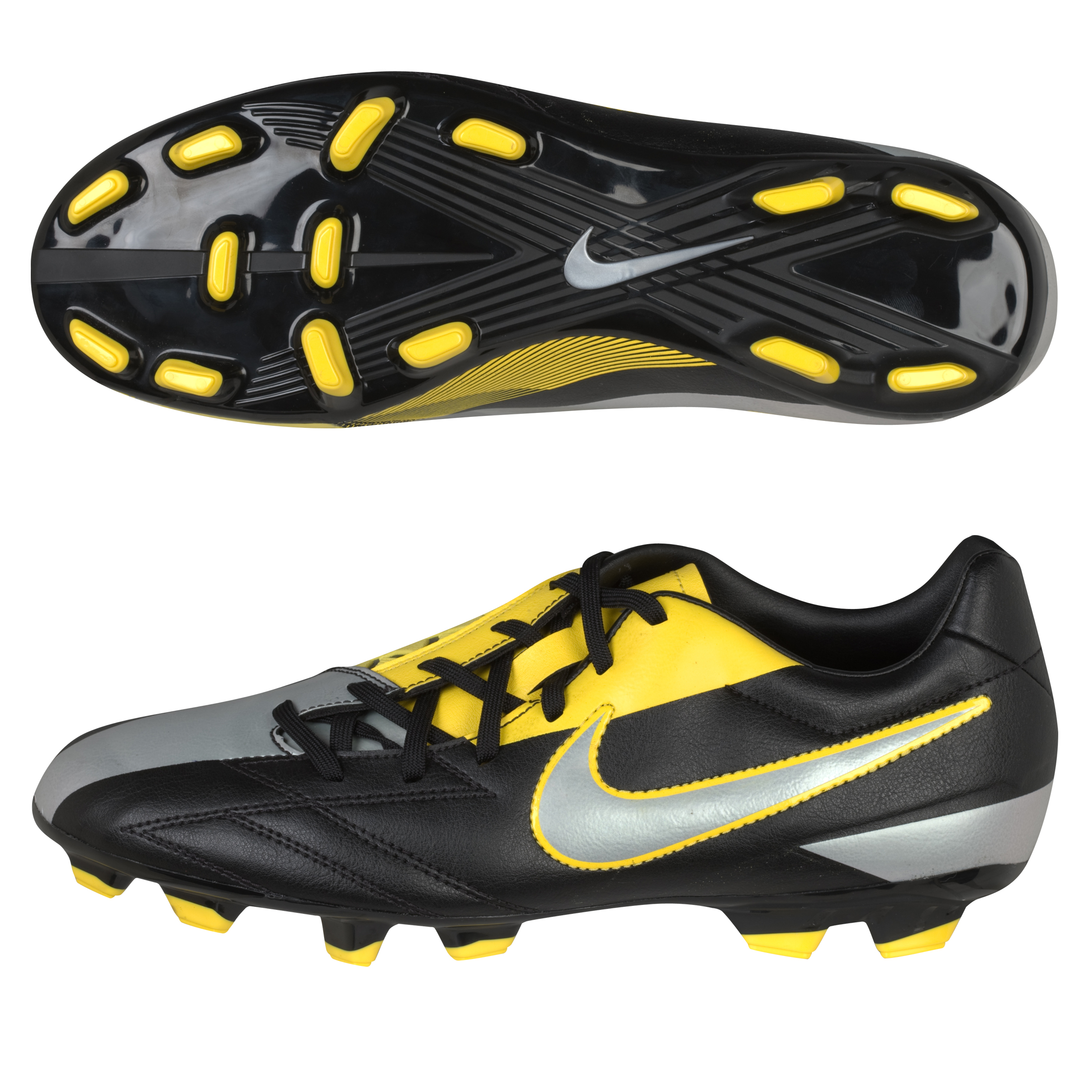 Nike Total90 Shoot IV Firm Ground Football Boots - Black/Mtlc Luster-Tour Yellow.
