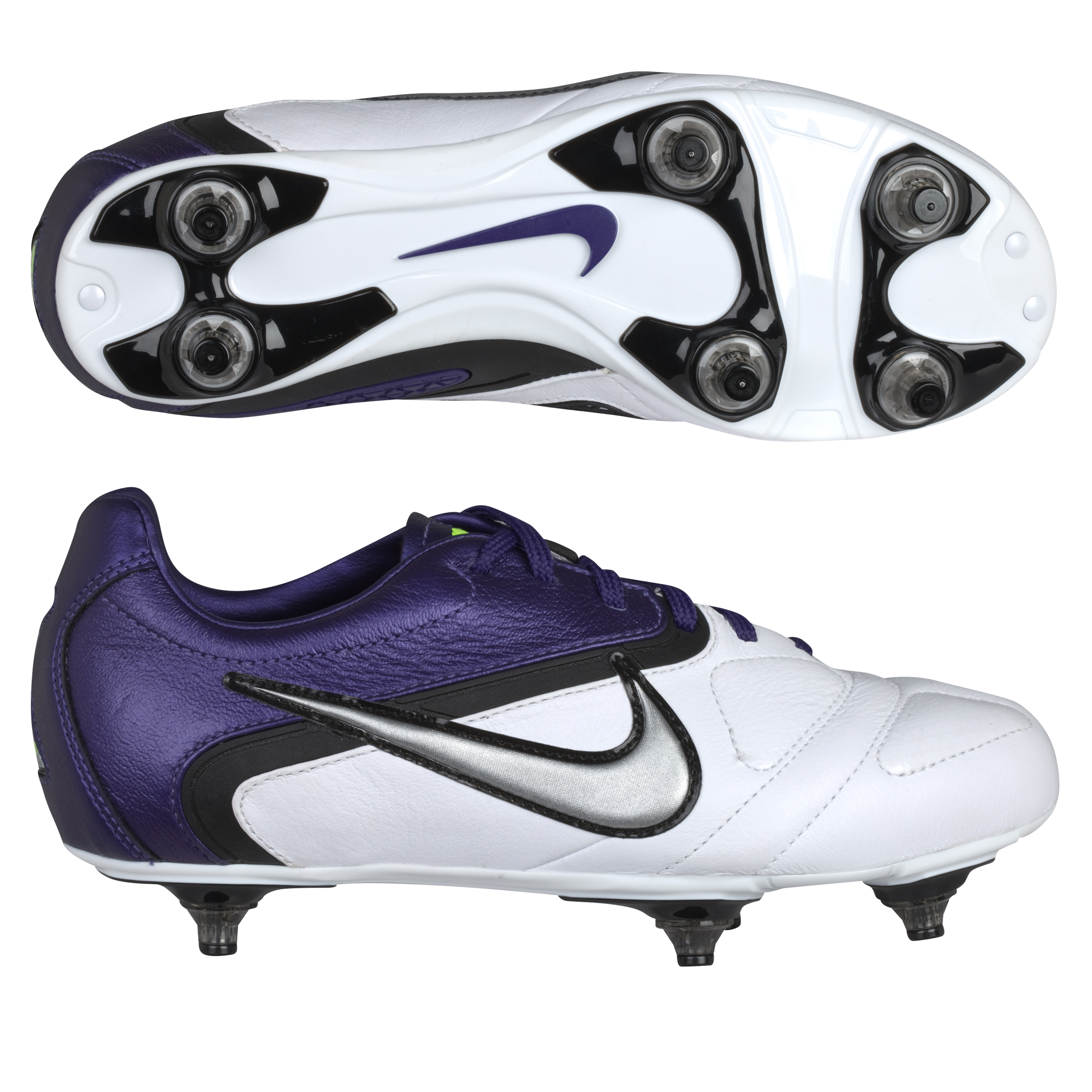 Nike CTR360 Libretto II Soft Ground Football Boots - White/Mtllc Silver/Imprl Prpl - Kids.