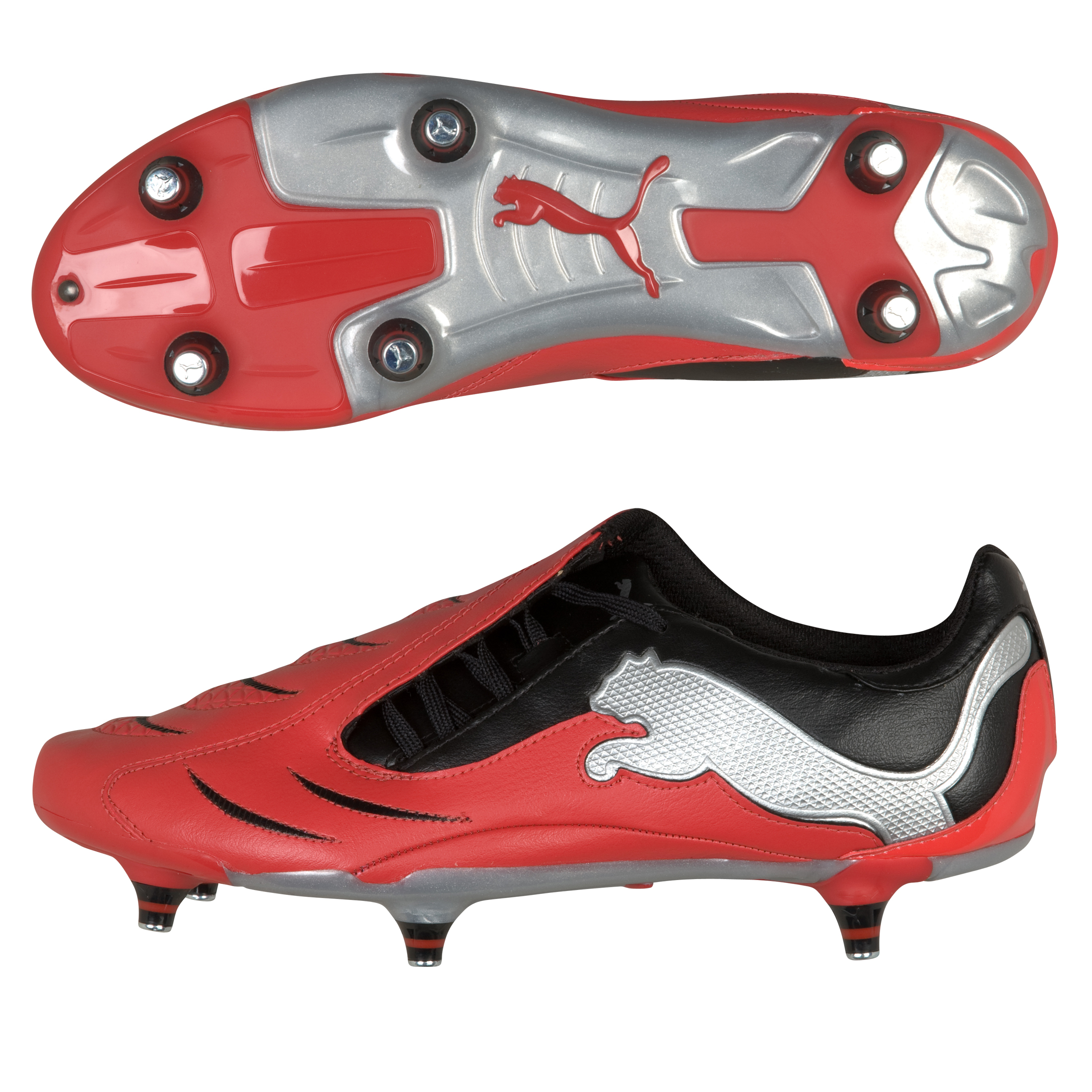 Puma PowerCat 3.10 Soft Ground Football Boots - Puma Red/Black/Puma Silver.