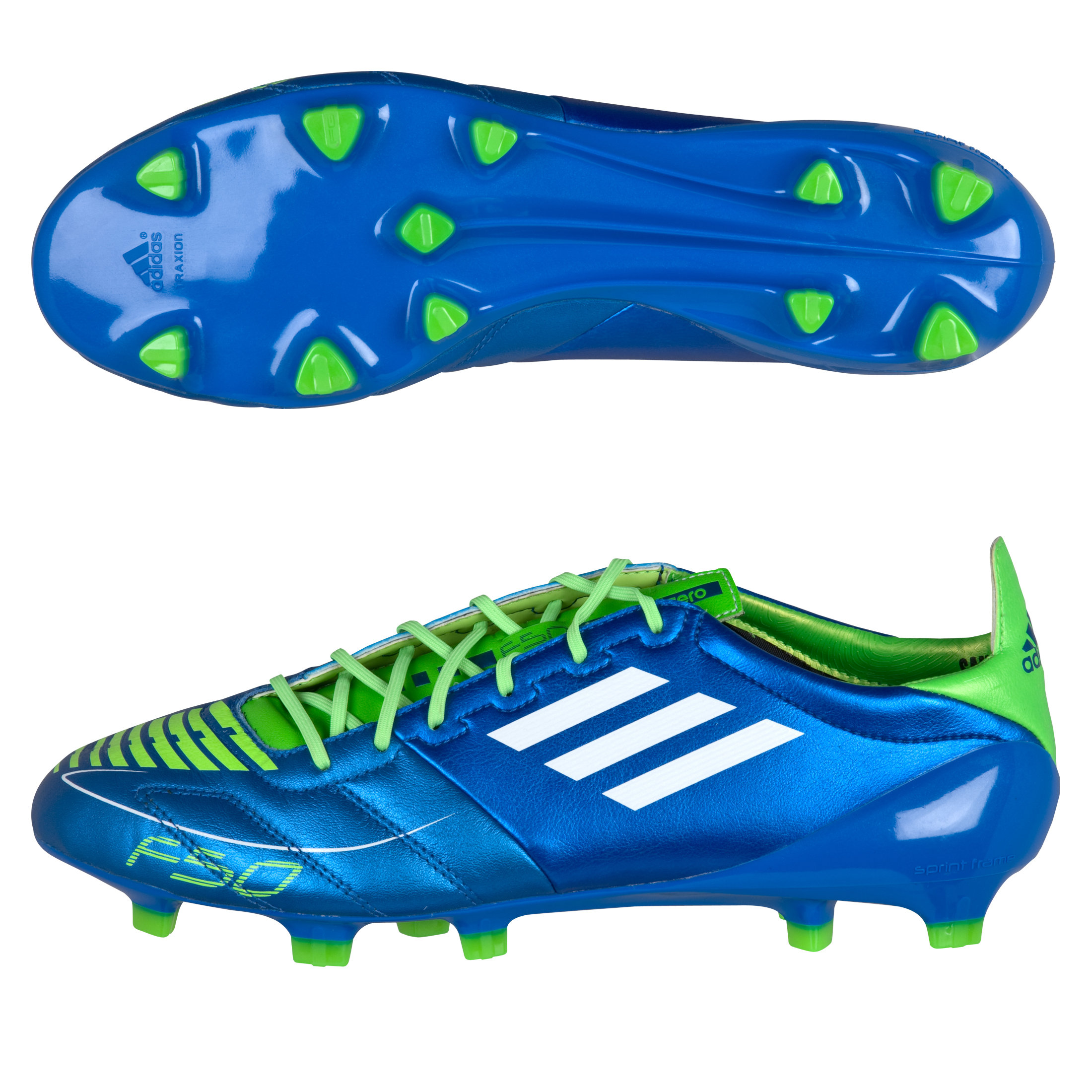 adidas F50 adizero TRX Firm Ground Leather Football Boots - Anodized Blue / White / Slime