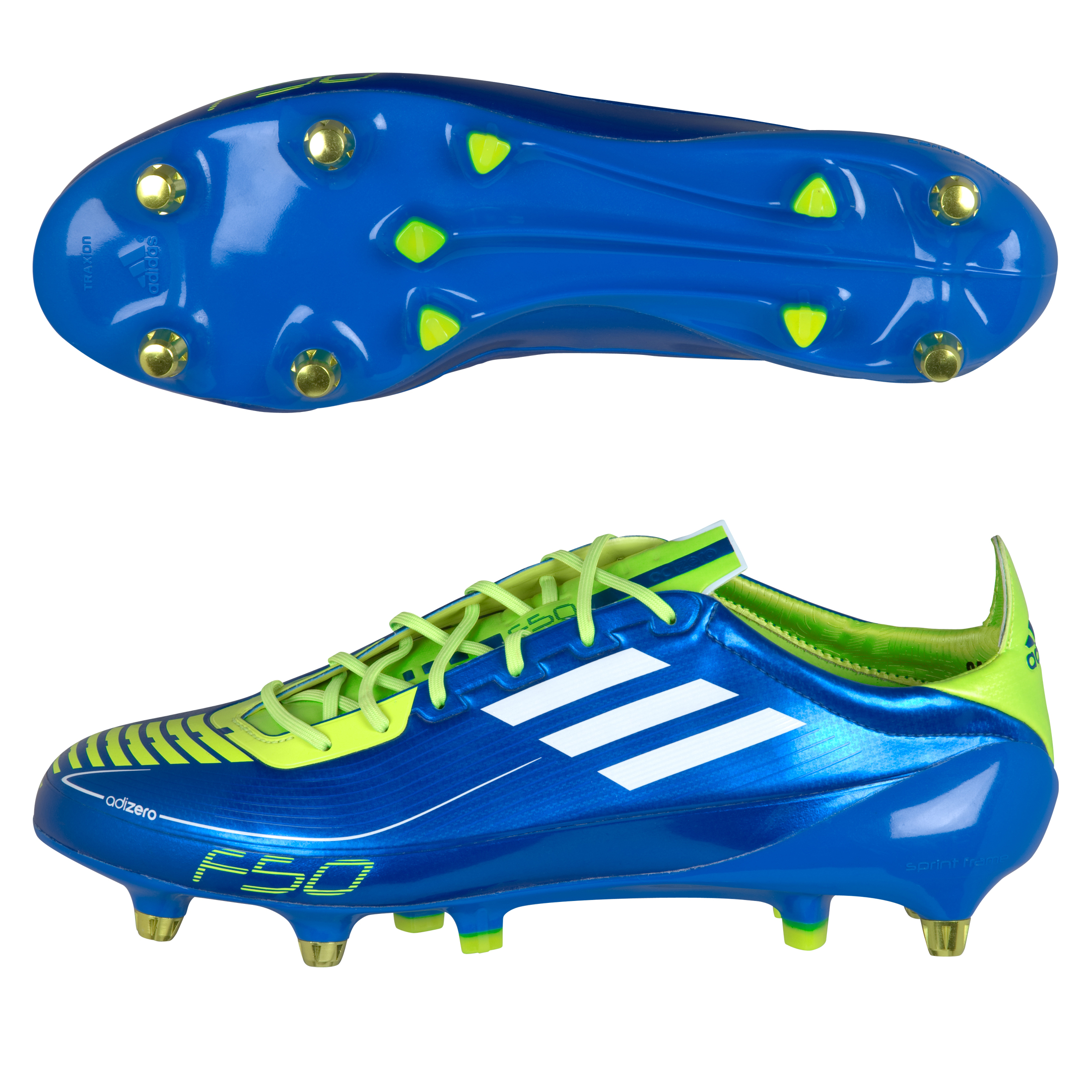 adidas F50 adizero TRX Soft Ground Synthetic Football Boots - Anodized Blue / White / Slime