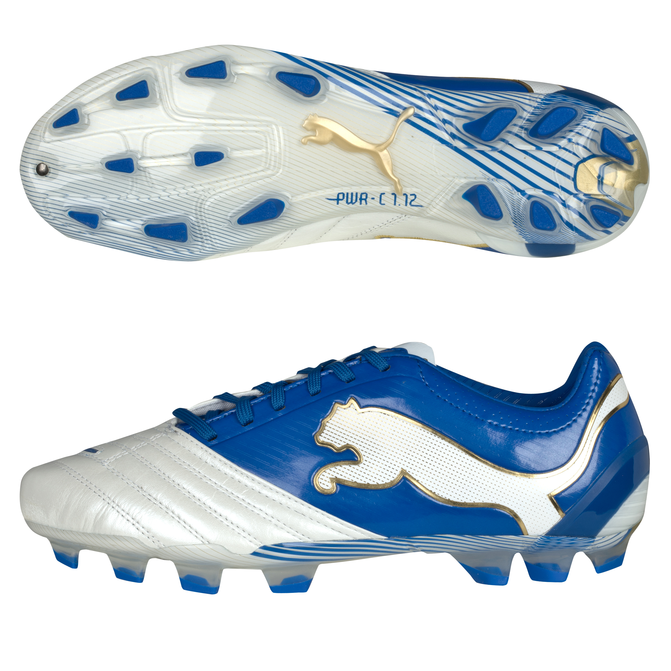 Puma PowerCat 1.12 FG White/Puma Royal/Team Gold