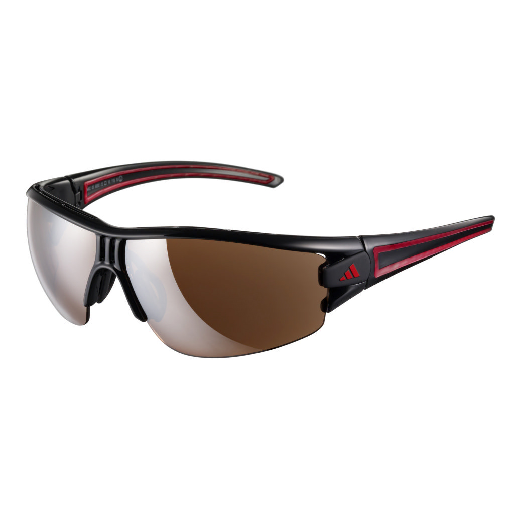 adidas Evil Eye Half Rim Sunglasses - Shiny Black/Red - Large