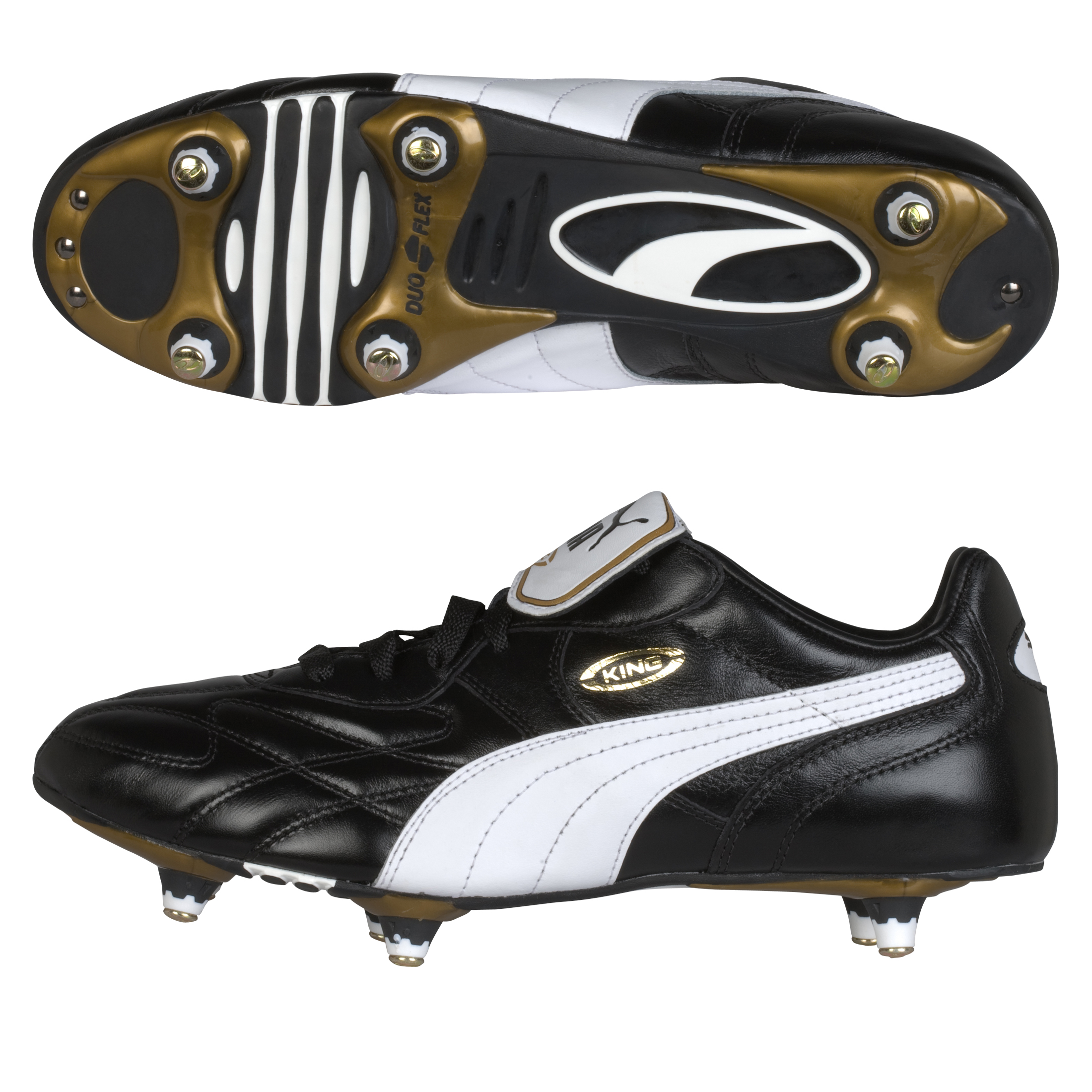Puma King Pro Soft Ground Football Boots - Black/White/Gold