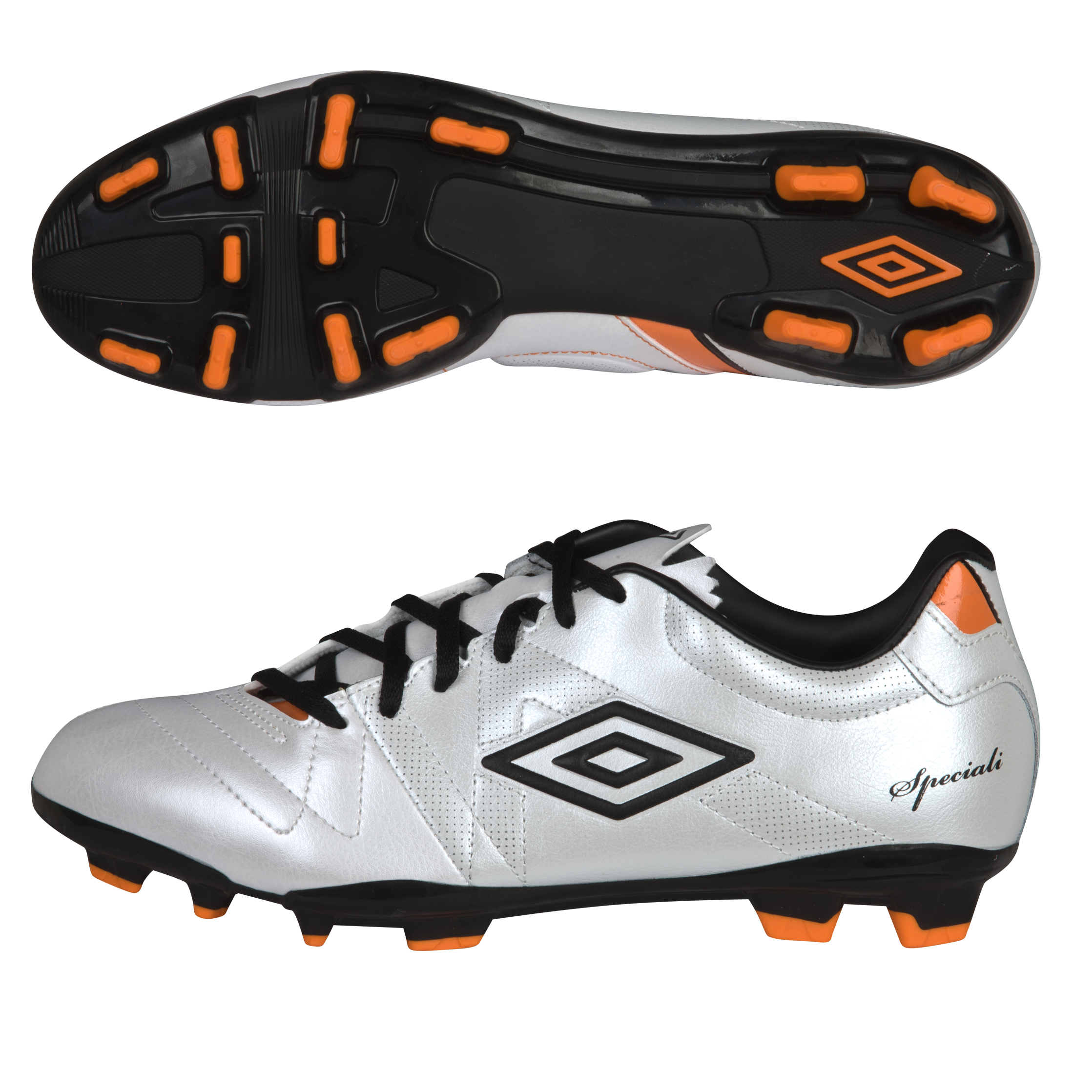 Umbro Speciali 3 Cup Firm Ground Football Boots - Pearlised White/Black/Necterine