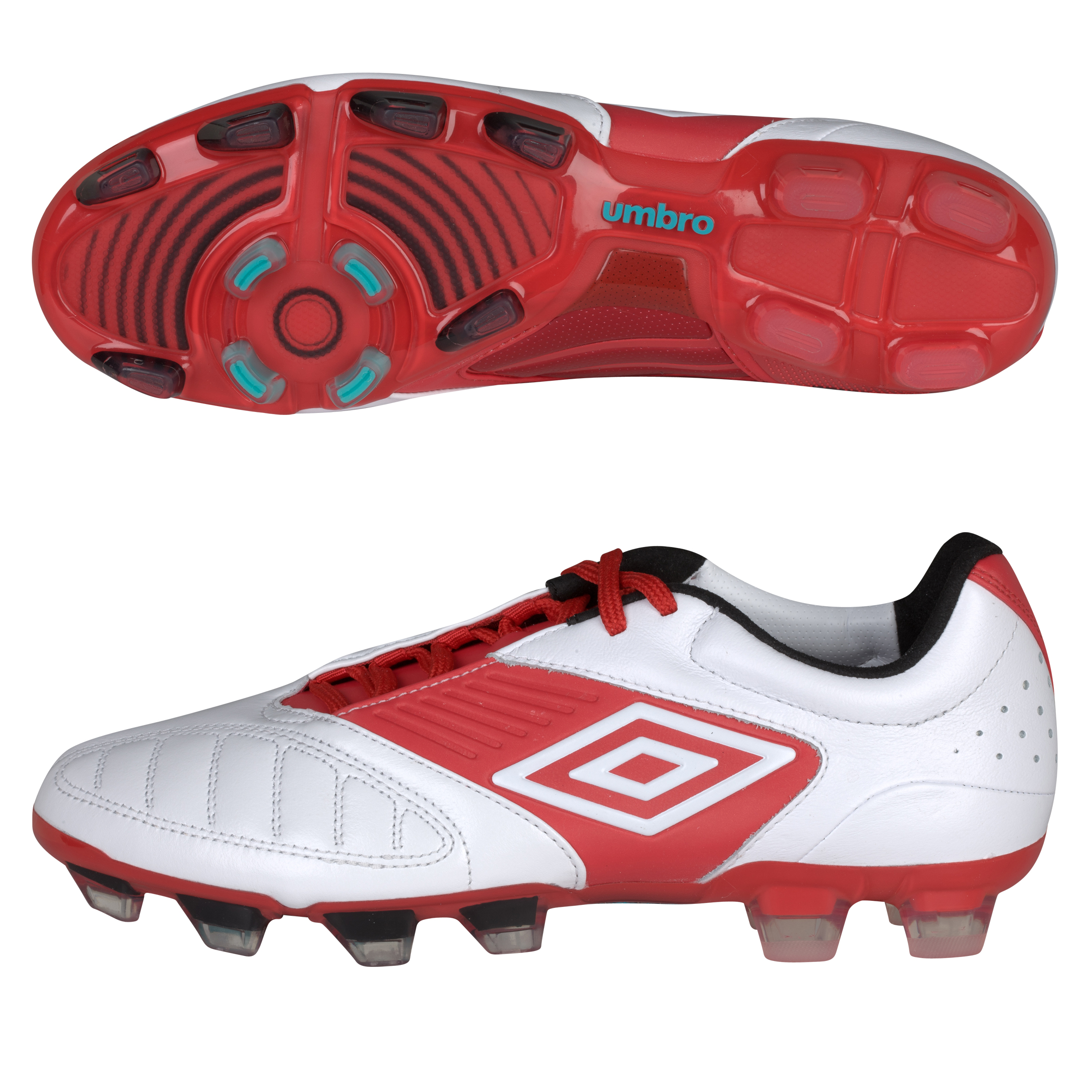 Umbro Geometra Pro Firm Ground Football Boots - White/True Red/Kingfisher. Umbro Geometra Pro Firm Ground Football Boots - White/True Red/Kingfisher.
