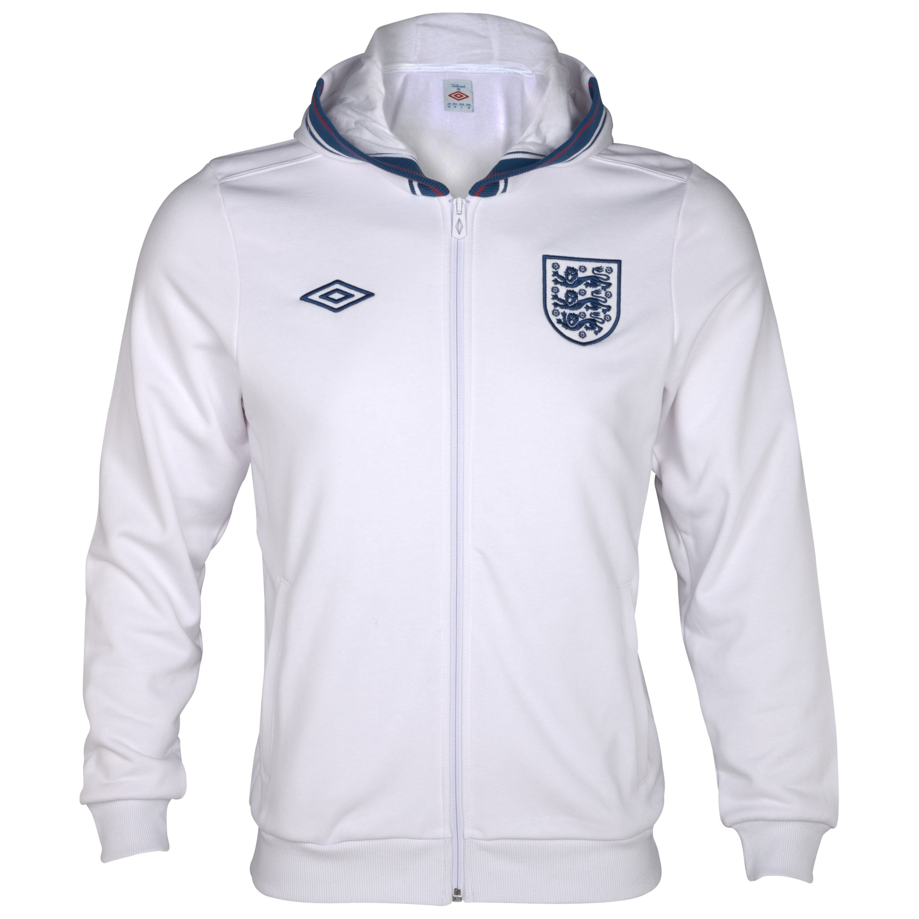 England Zip Thru Hooded Sweat White