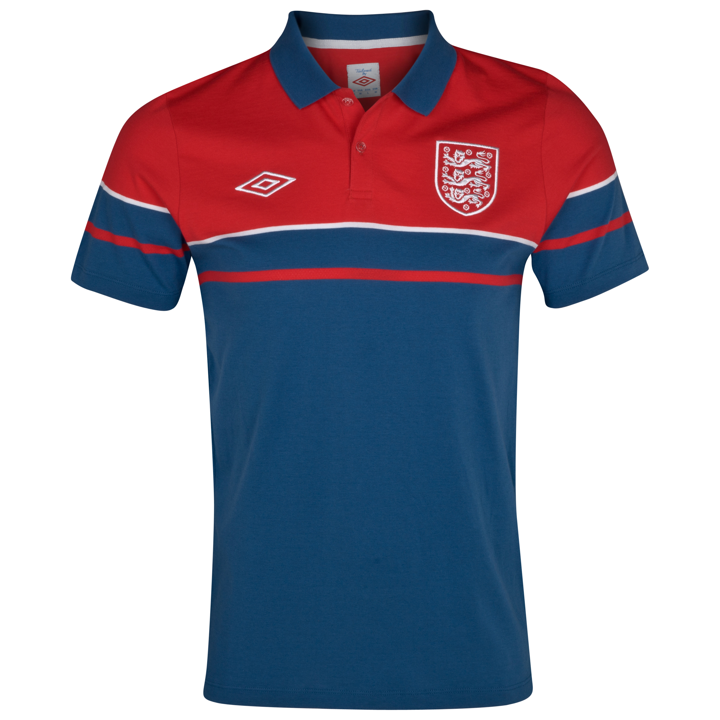 England Media Polo - Vermillion / Dark Blue / White