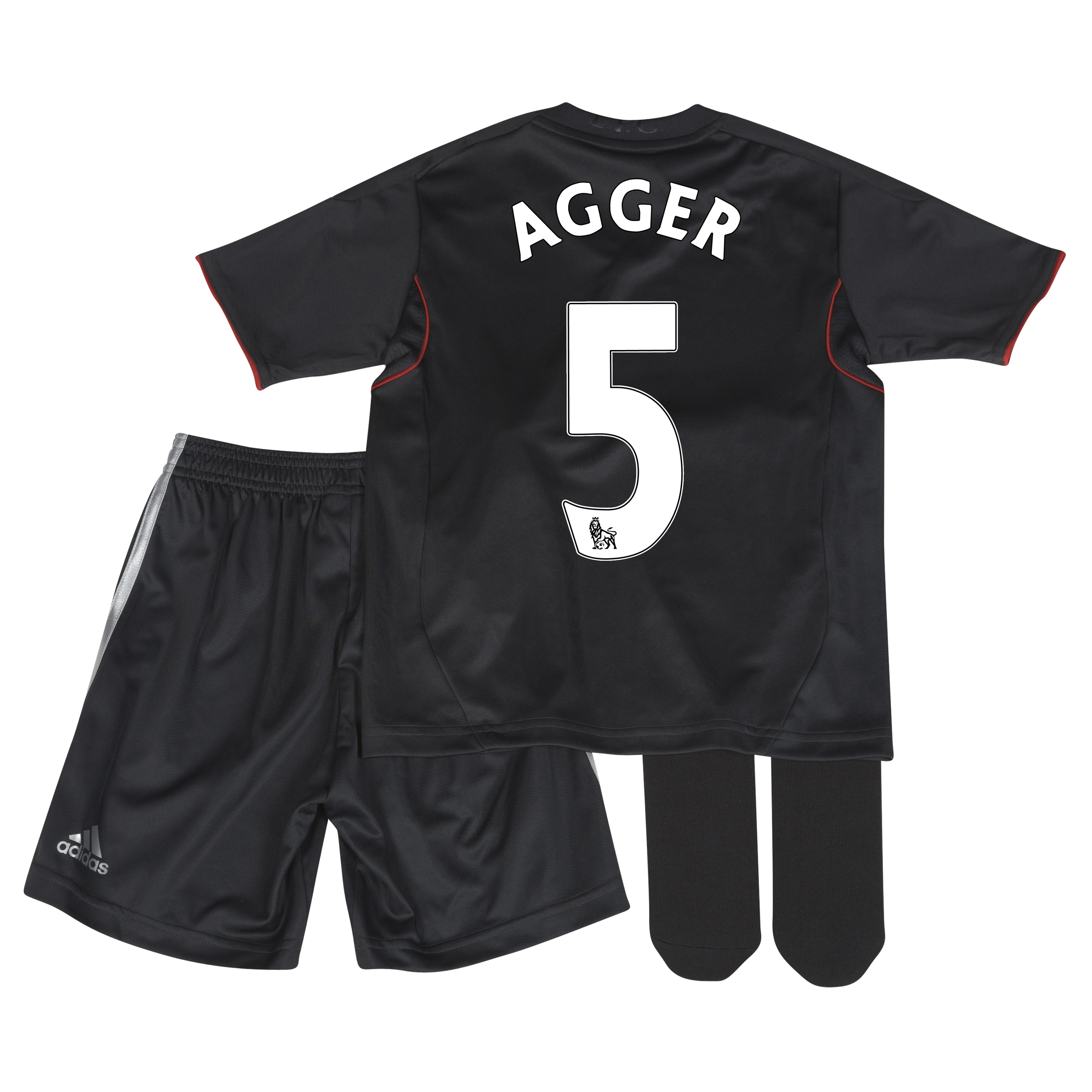 Liverpool Away Mini Kit 2011-12 - Infants with Agger 5 printing