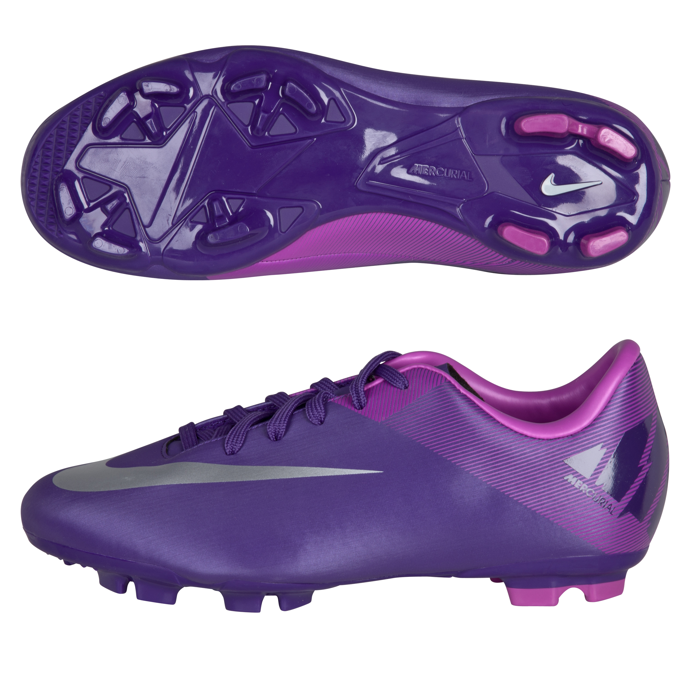 Nike Mercurial Victory II Firm Ground Football Boots - Court Purple/Metalic Luster/Magnet - Kids
