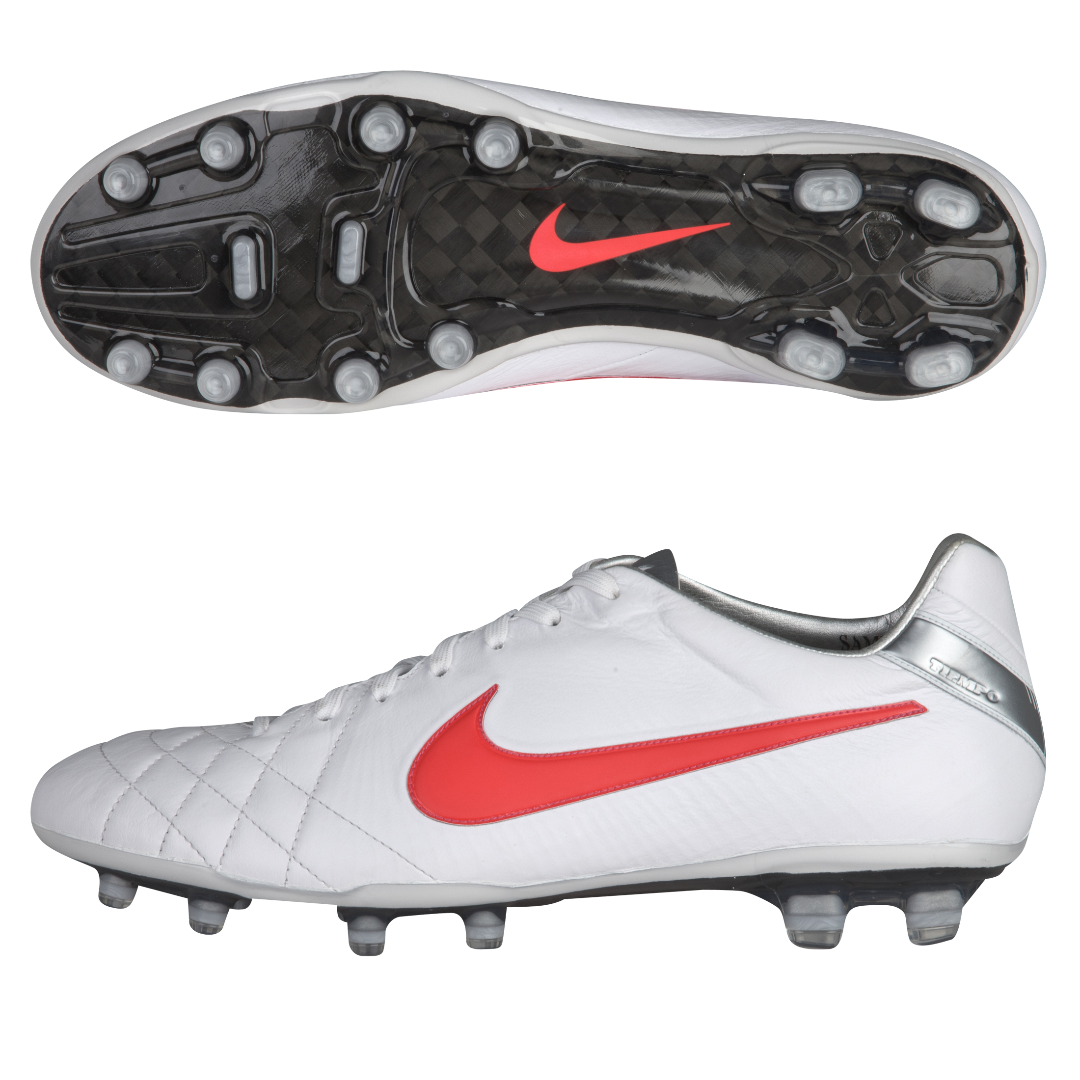 Nike Tiempo Legend IV Elite Firm Ground Football Boots - White/Siren Red/Metallic Silver