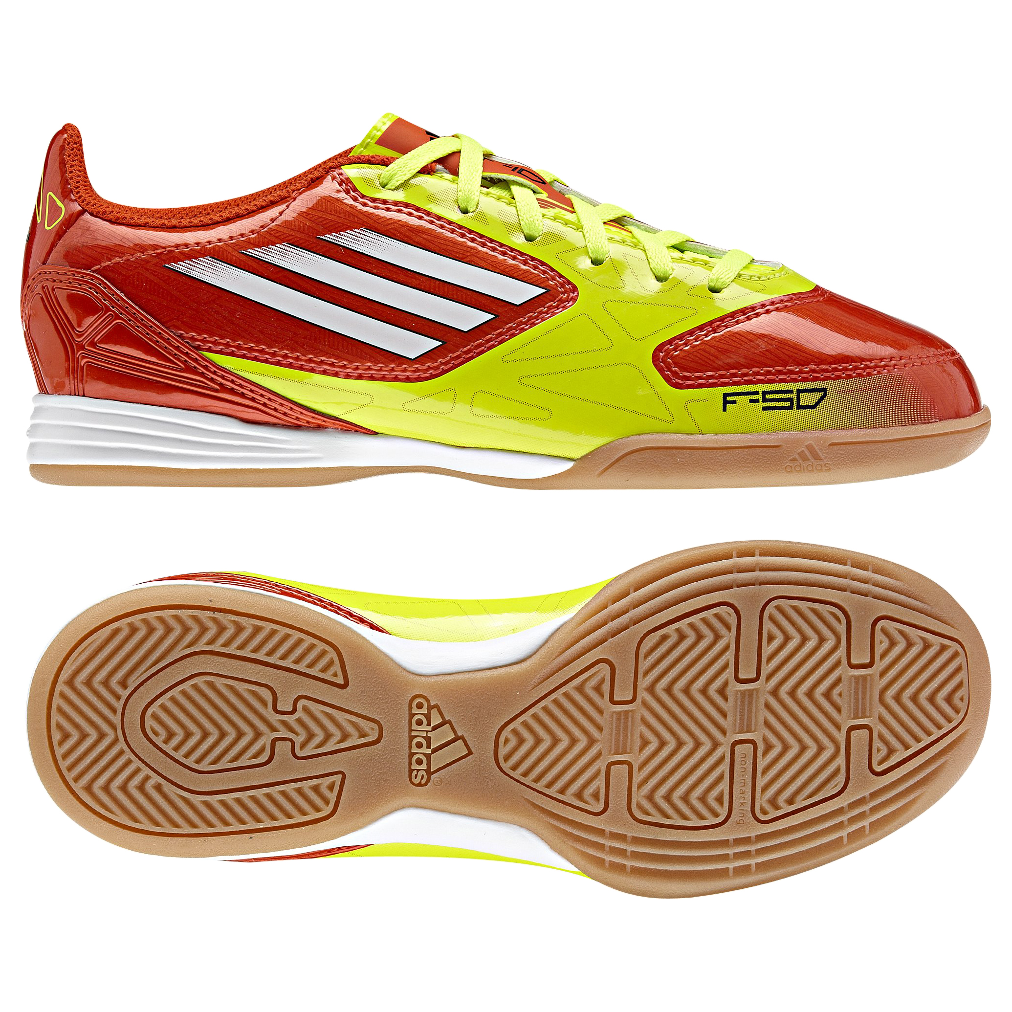 adidas F10 TRX Indoor Trainers - Kids - High Energy S12 / White / Electricity.