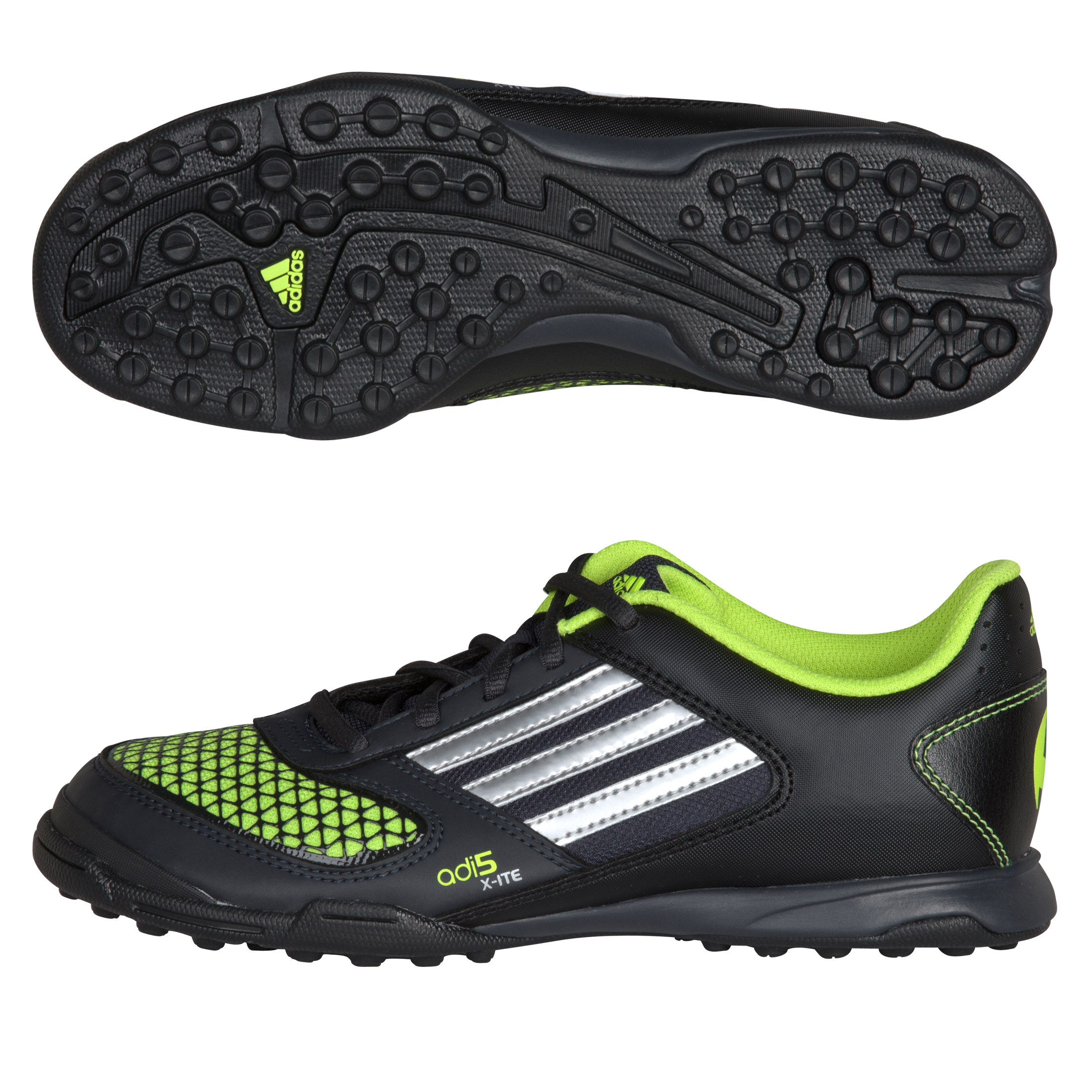 adidas adi5 X-ite Astro Turf Trainers - Kids - Black 1 / Metallic Silver / Slime
