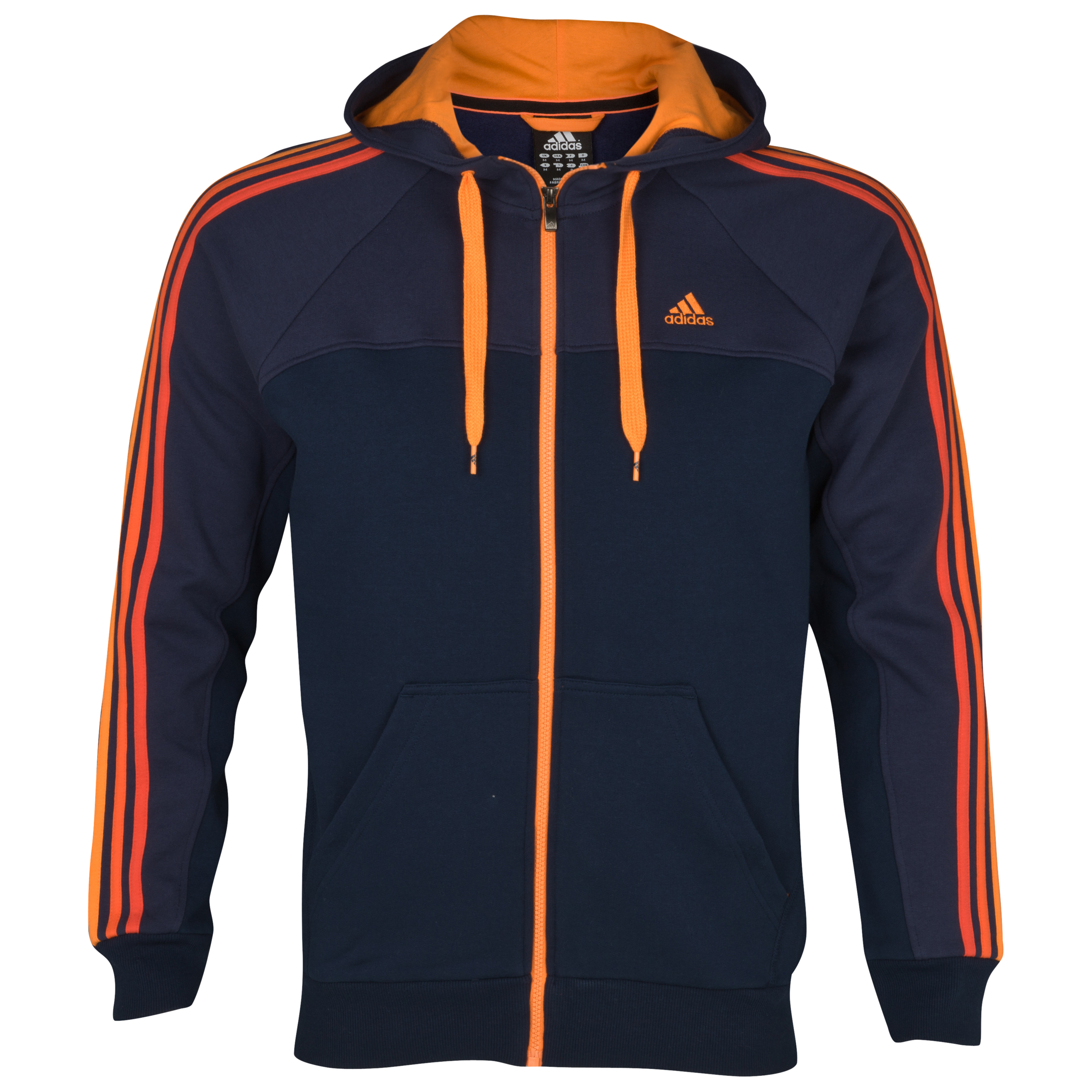 adidas Essentials 3 Stripe Full Zip Hooded Top - Collegiate Navy/Marine