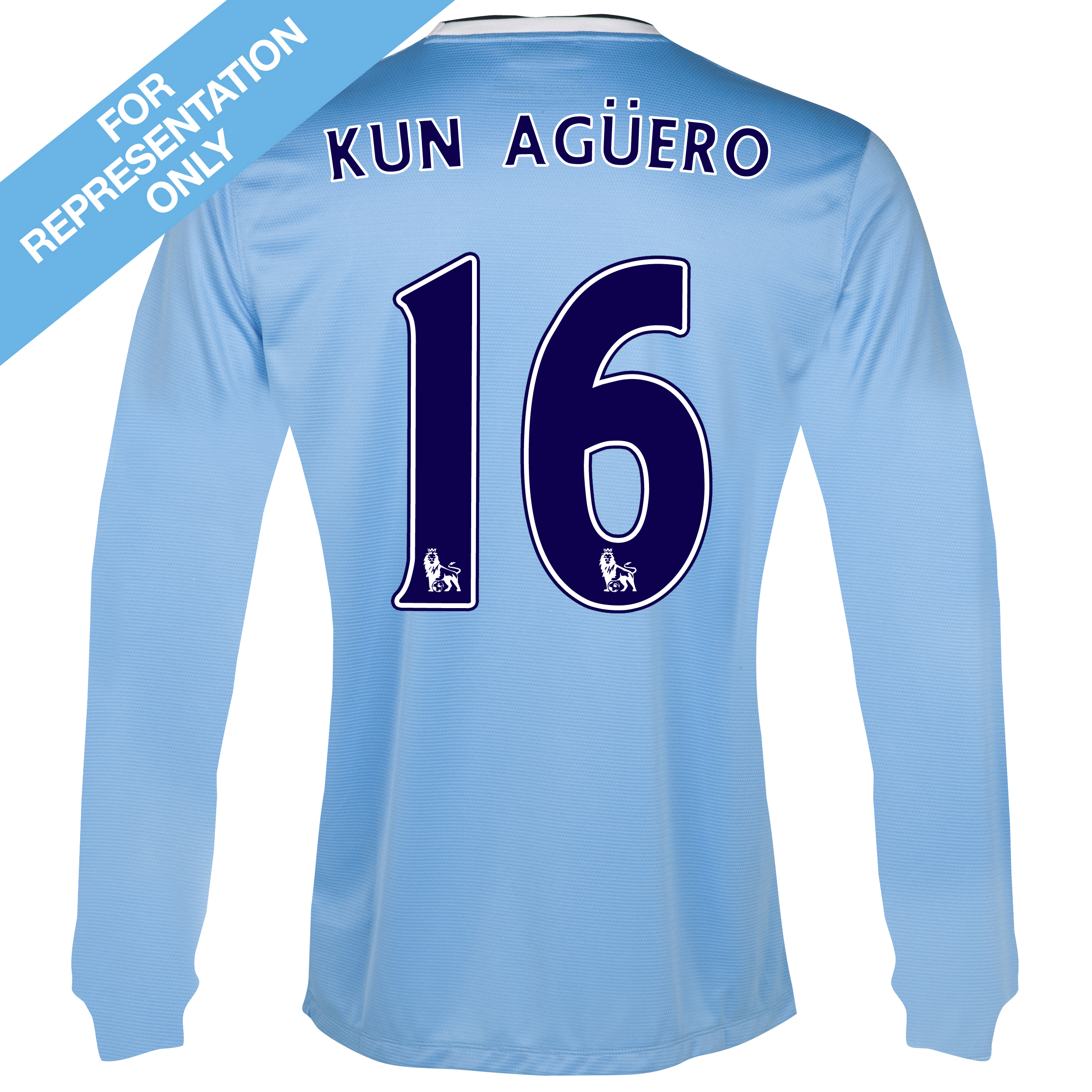 Manchester City Home Shirt 2013/14 - Long Sleeved with Kun Agüero  16 printing