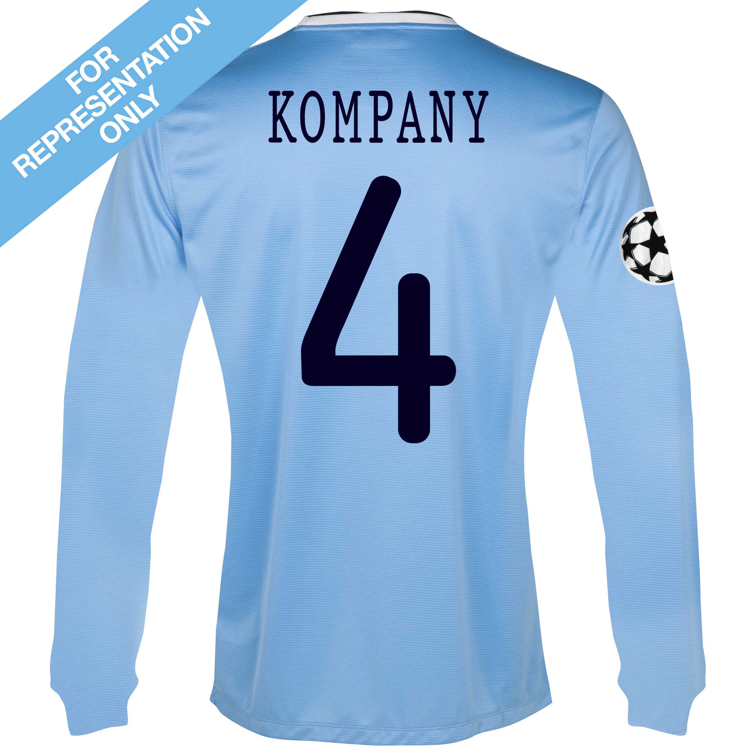 Manchester City UEFA Champions League Home Shirt 2013/14 - Long Sleeved with Kompany 4 printing