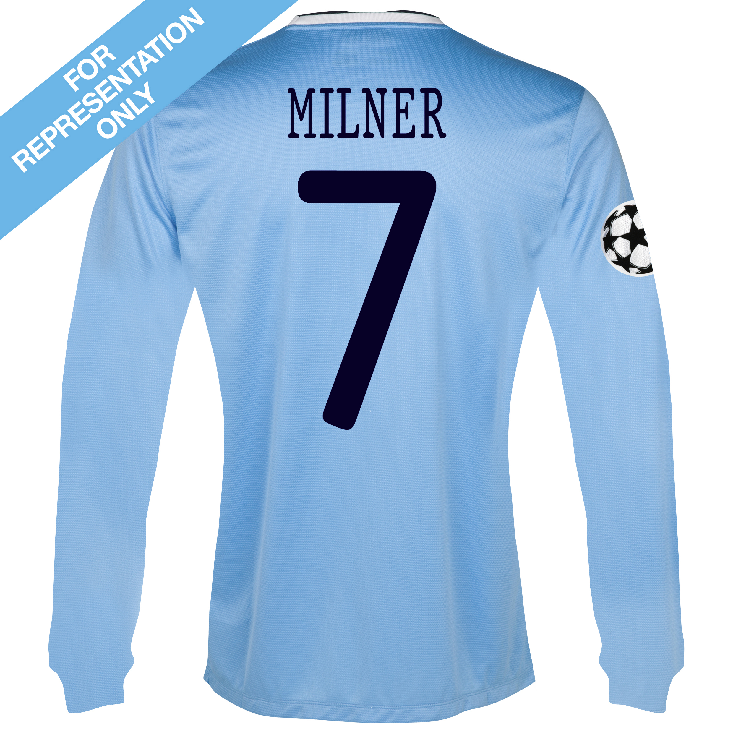 Manchester City UEFA Champions League Home Shirt 2013/14 - Long Sleeved - Junior with Milner 7 printing