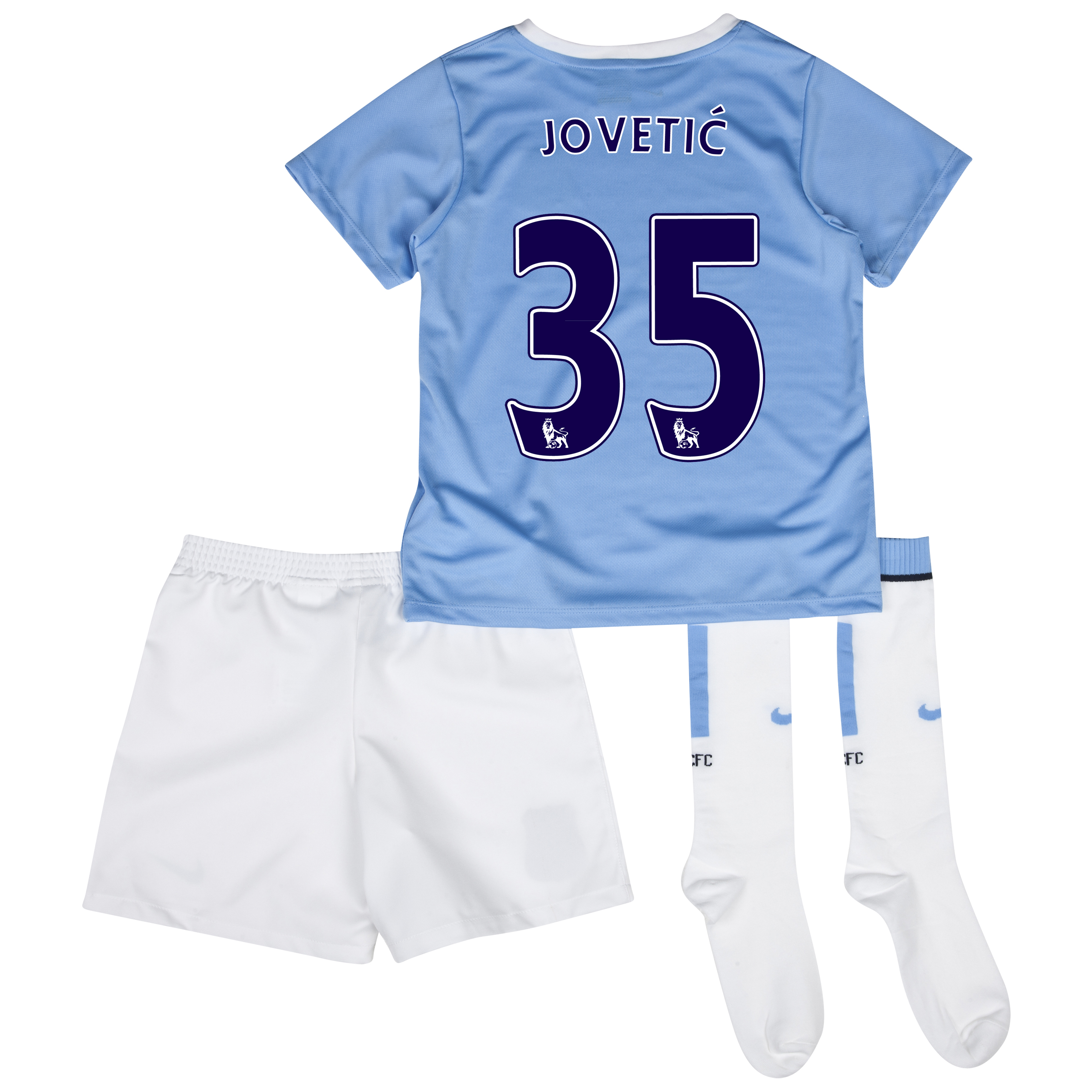 Manchester City Home Little Boys Kit 2013/14 with Jovetic 35 printing
