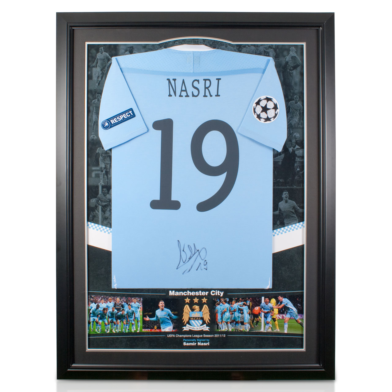 Manchester City Champions League Player Signed Framed Shirt - Nasri