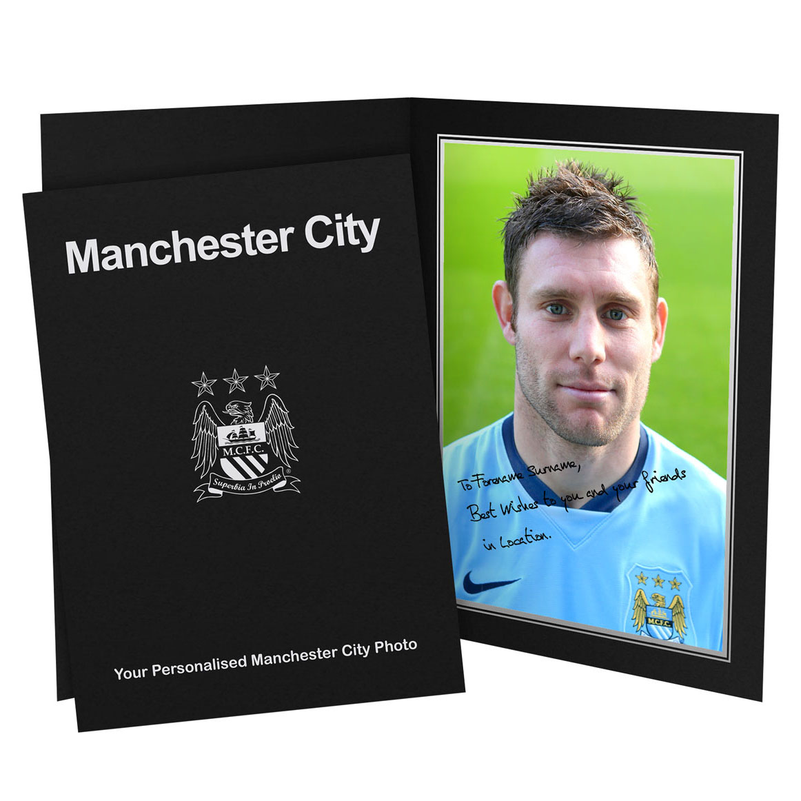 Manchester City Personalised Signature Photo in Presentation Folder - James Milner