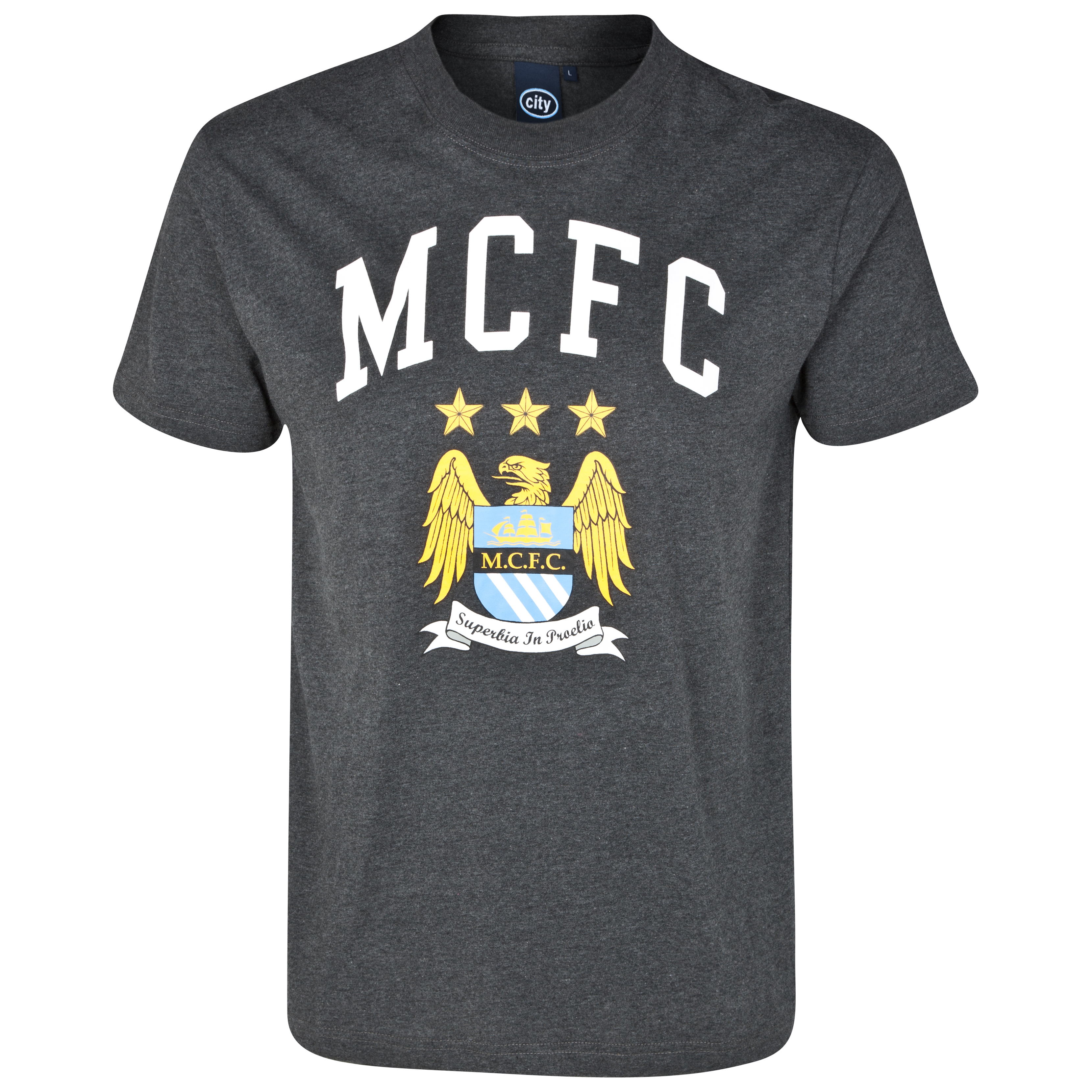 Manchester City Essential Firelit Graphic T-Shirt - Charcoal Marl - Older Boys