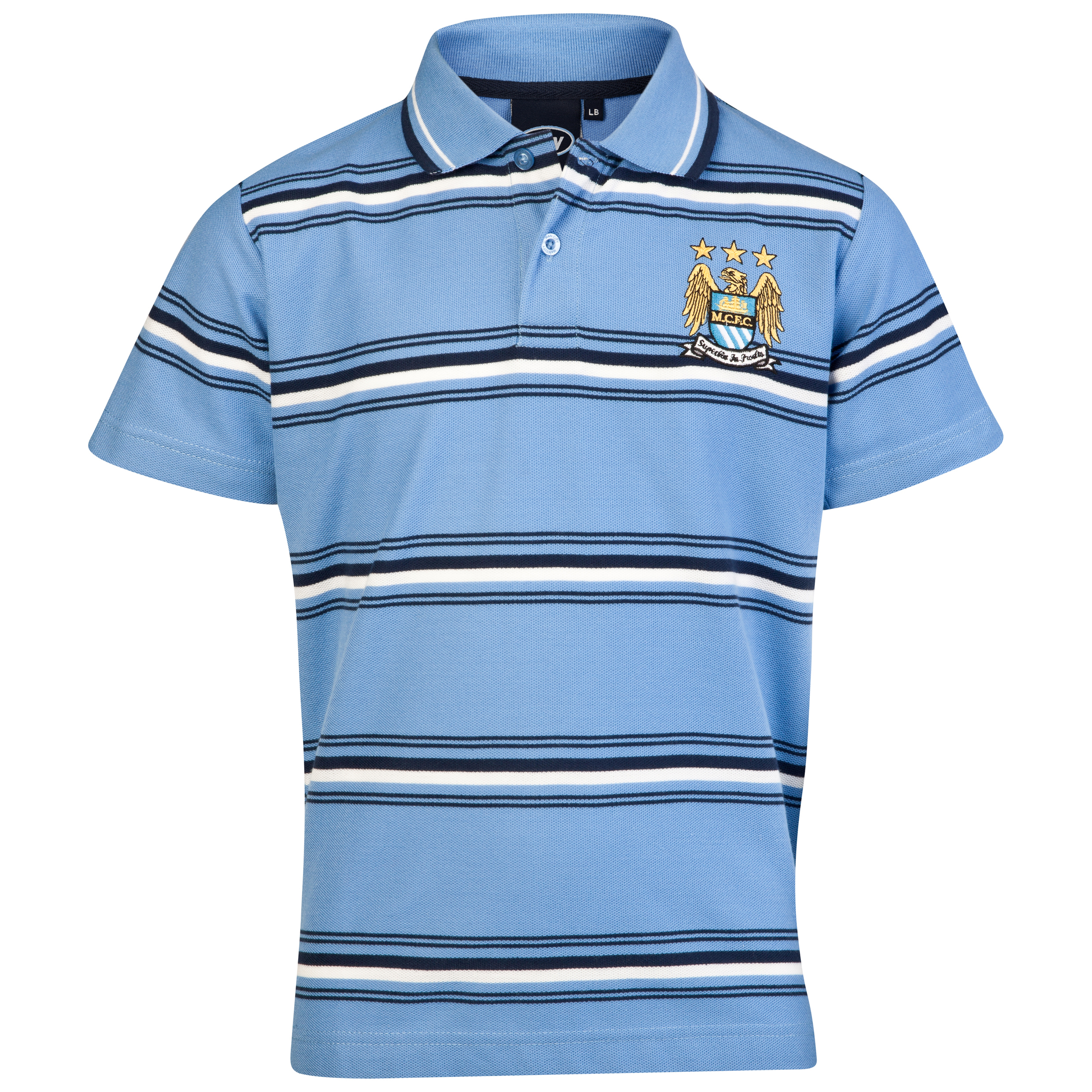 Manchester City Essential Power Stripe Polo Top - Sky - Older Boys