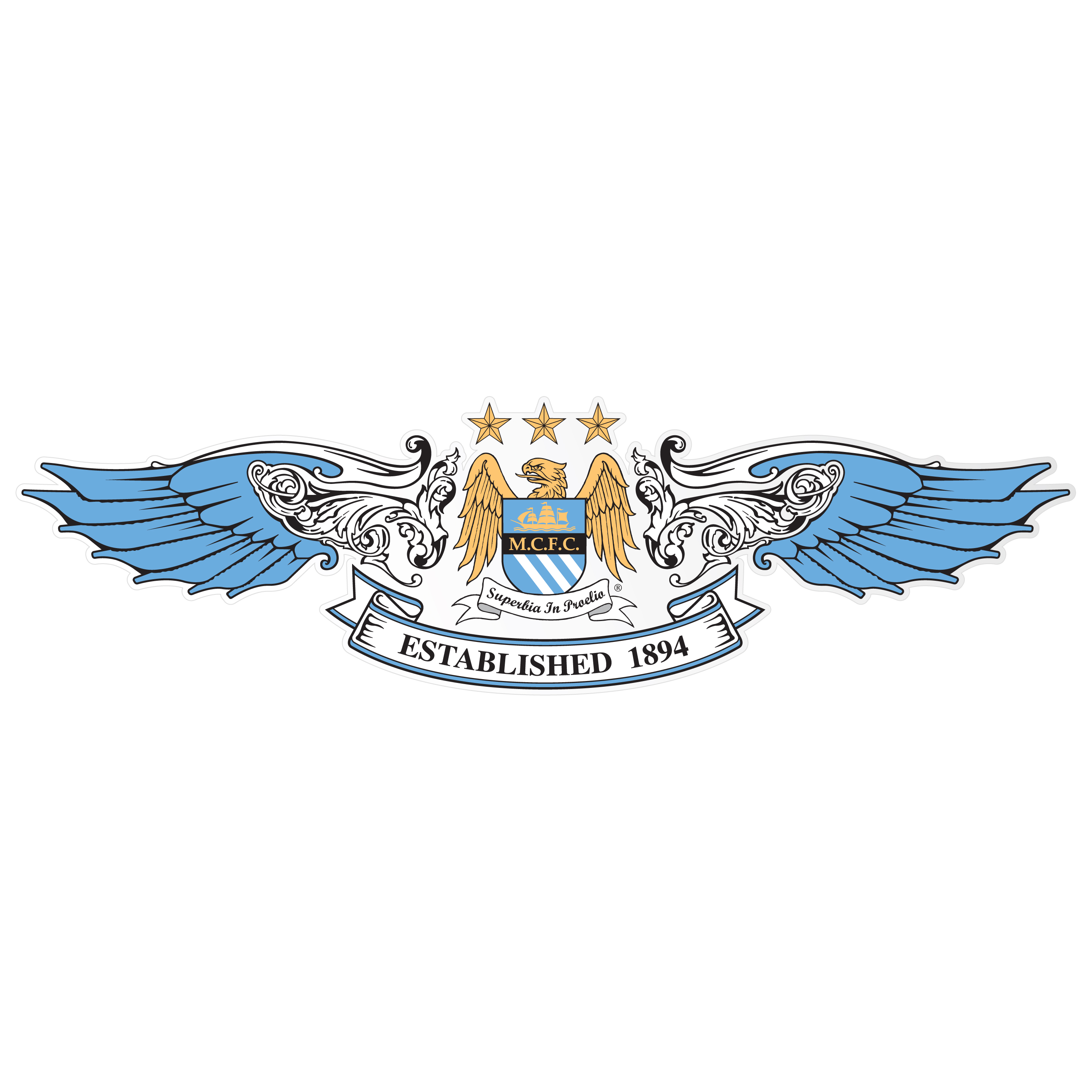 Manchester City Wings Long Car Sticker