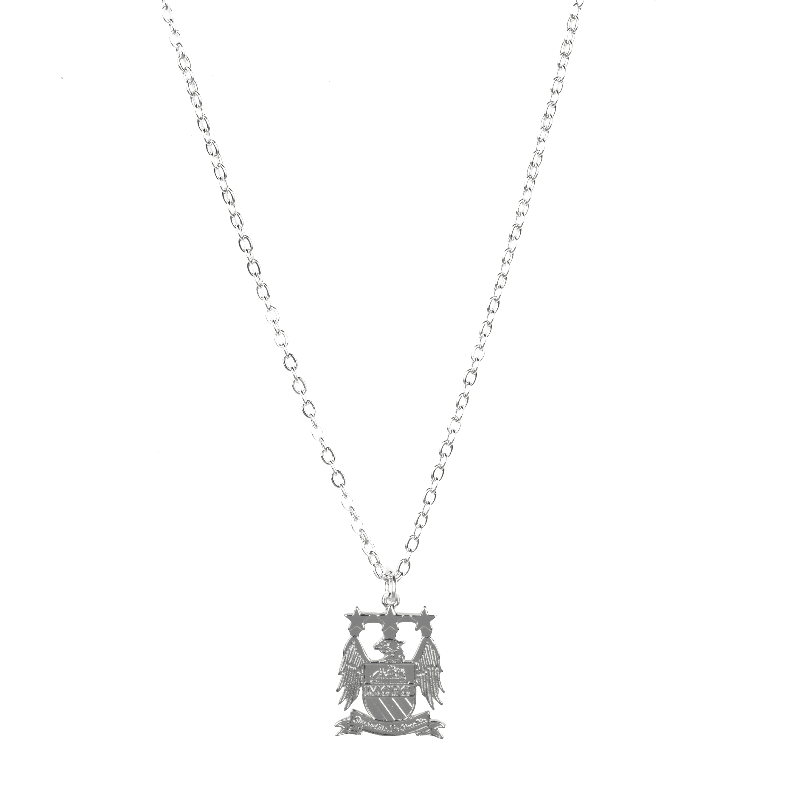 Manchester City Silver Plated Large Crest Pendant and Chain