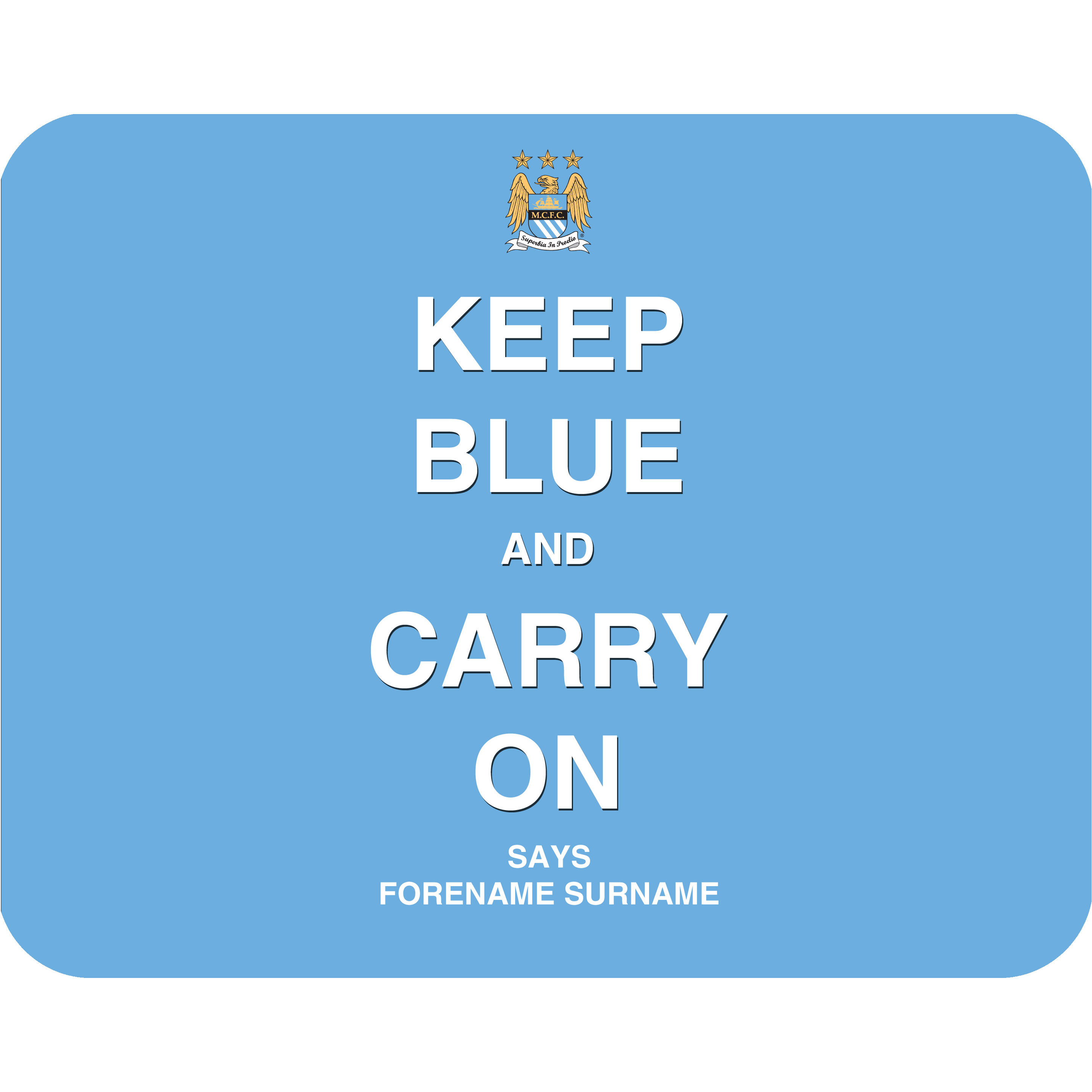 Manchester City Personalised Keep Blue Mouse Mat