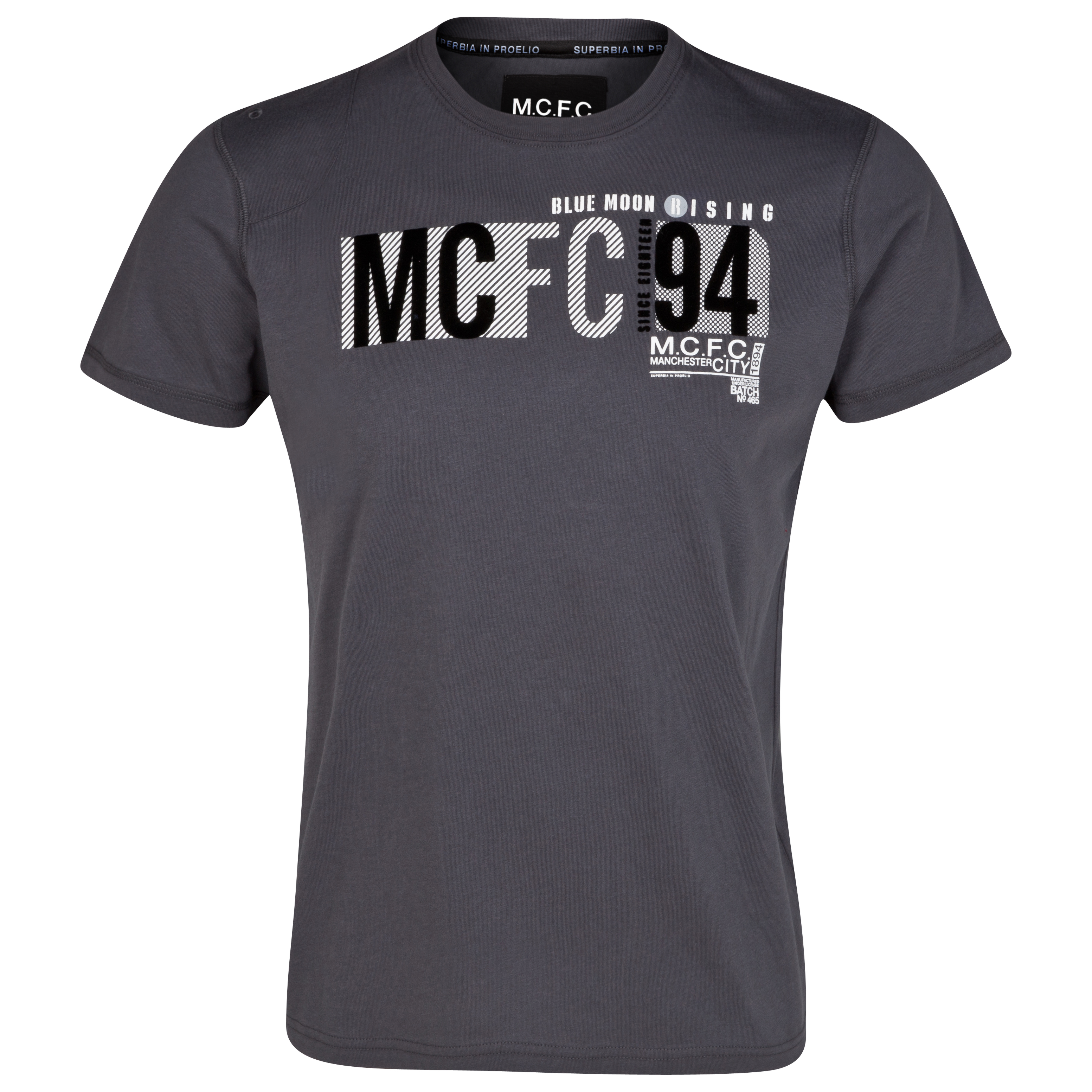Manchester City Typeface T-Shirt - Charcoal- Older Boys
