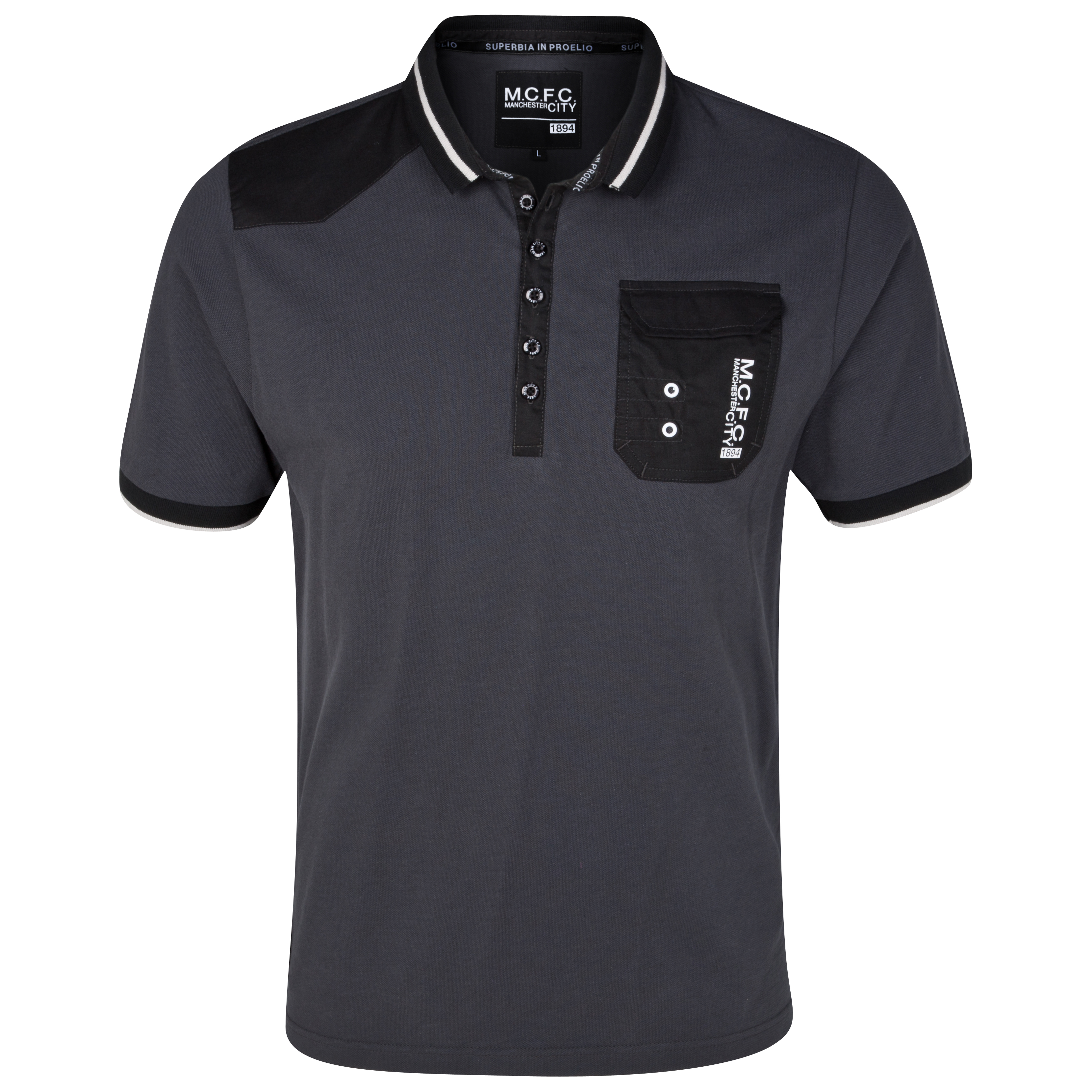 Manchester City Plackett Polo Top - Charcoal - Older Boys