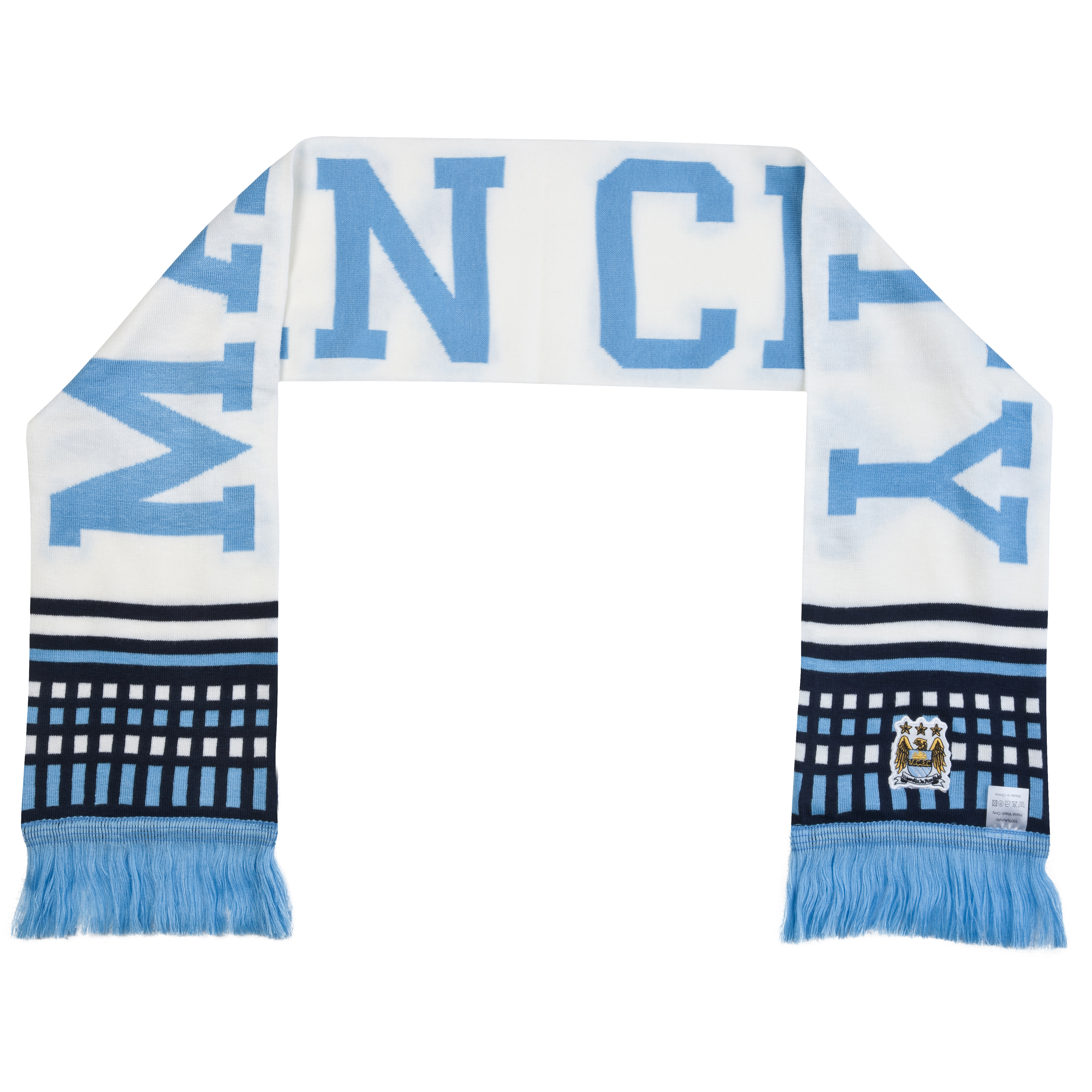 Manchester City Text Scarf - White/Sky/Black