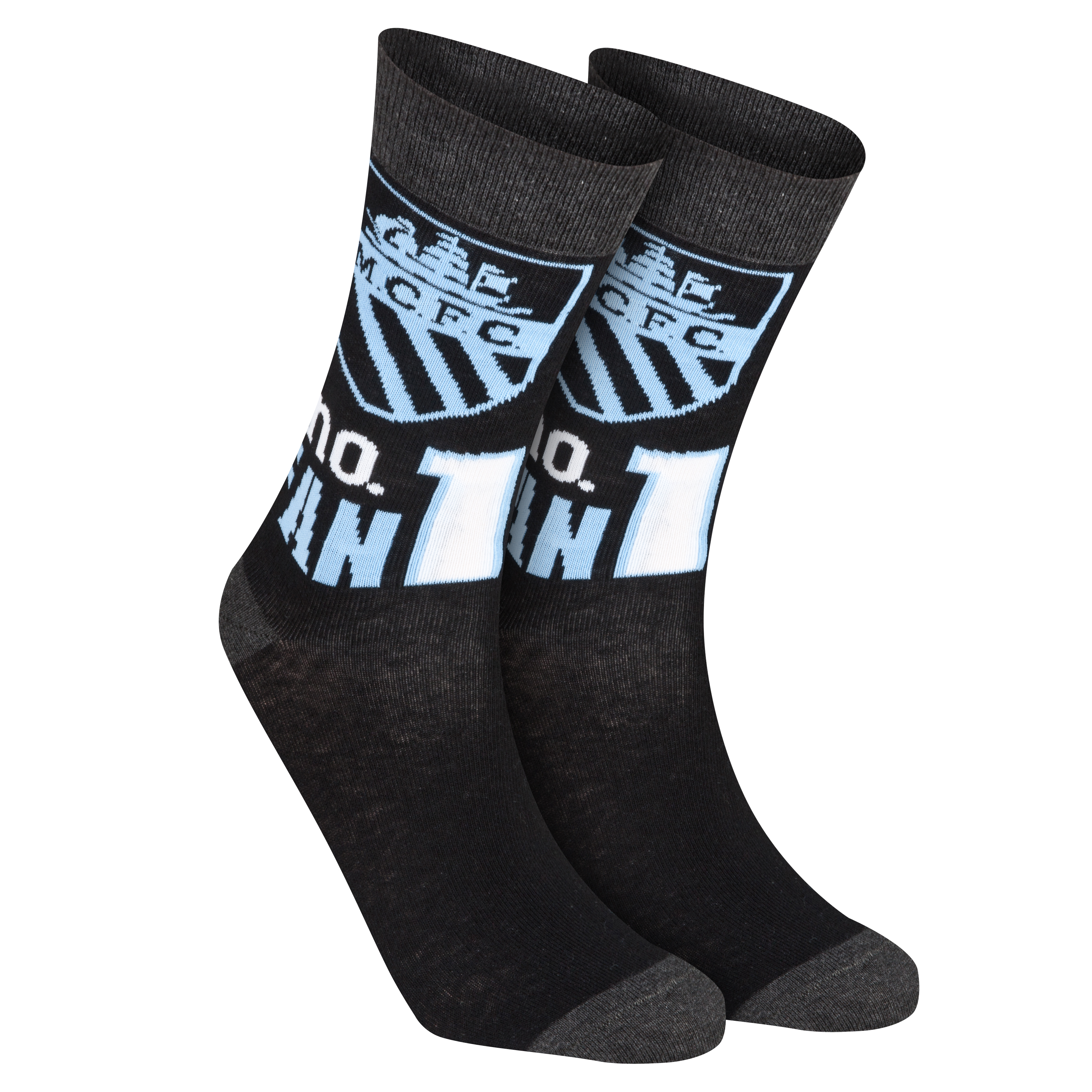 Manchester City Number 1 Fan Socks - Black/Grey/Sky