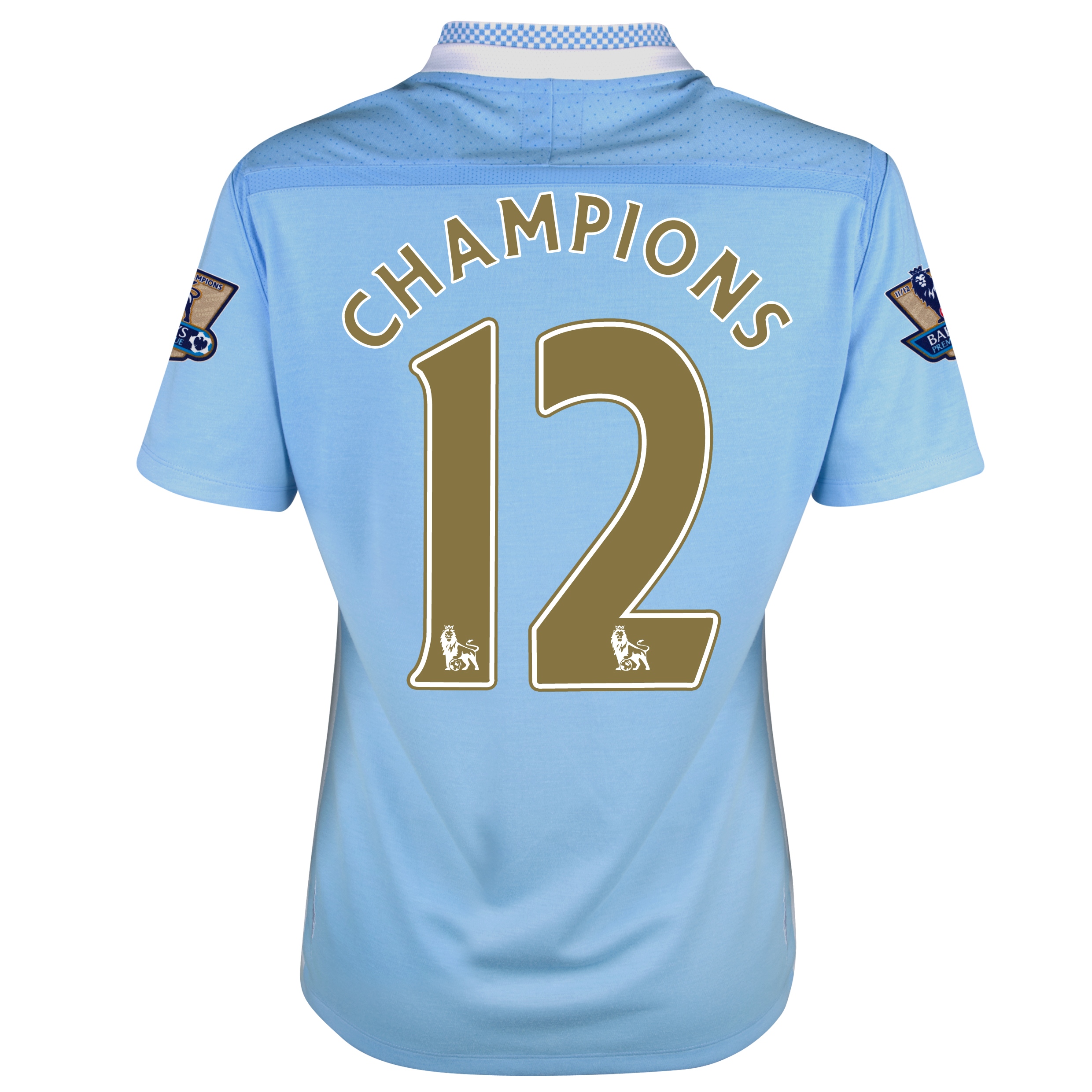 Manchester City Home Shirt 2011~12 Womens with Champions 12 printing including 11~12 Champions Badges