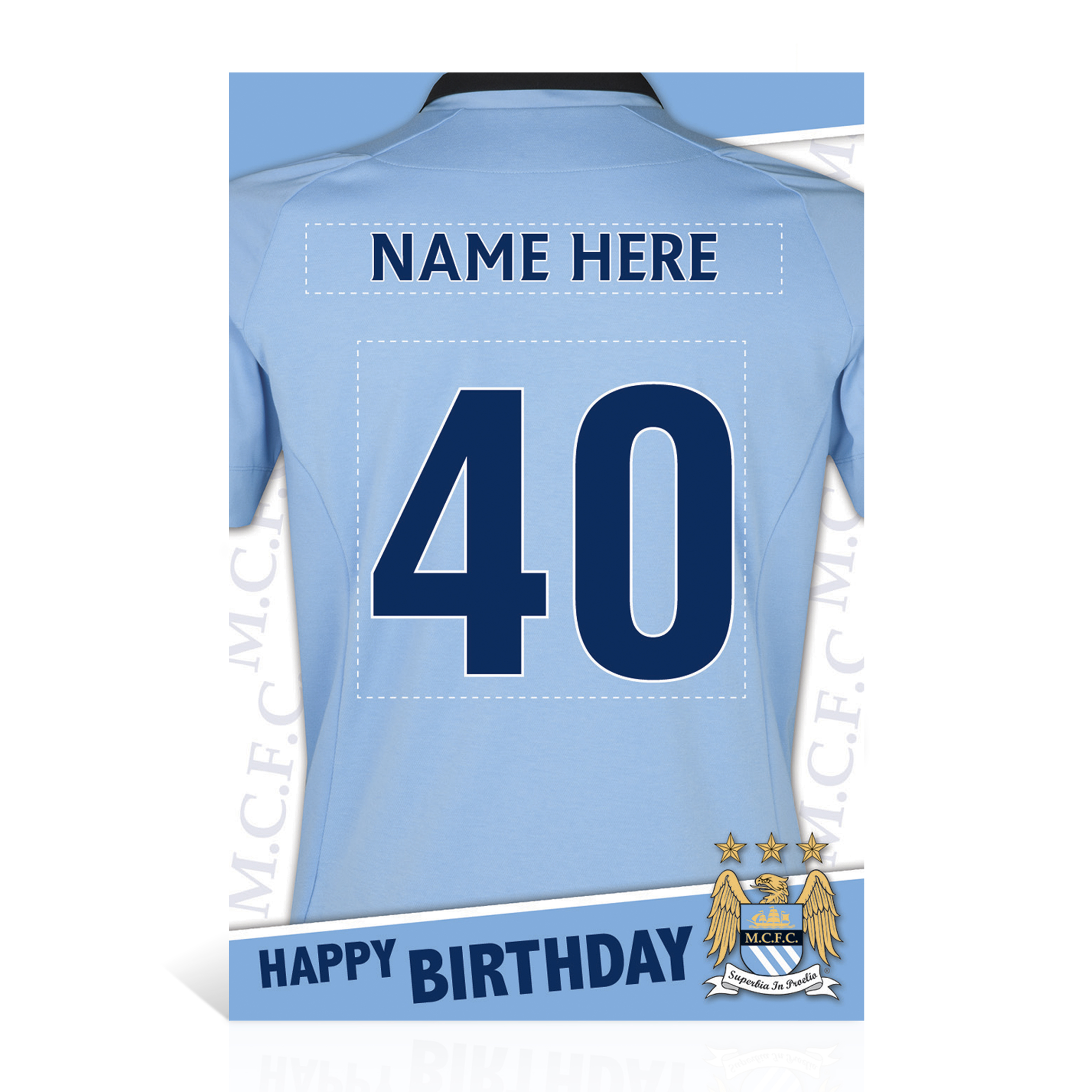Manchester City Personalised Shirt Card