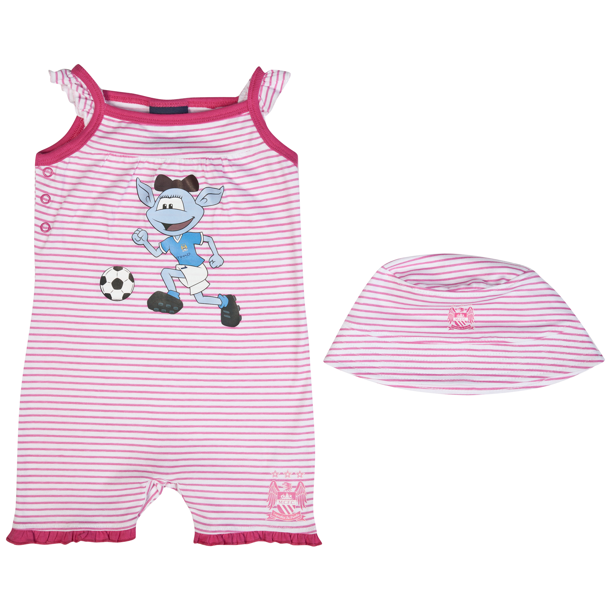Manchester City Moonbeam Romper and Hat - Pink/White - Baby
